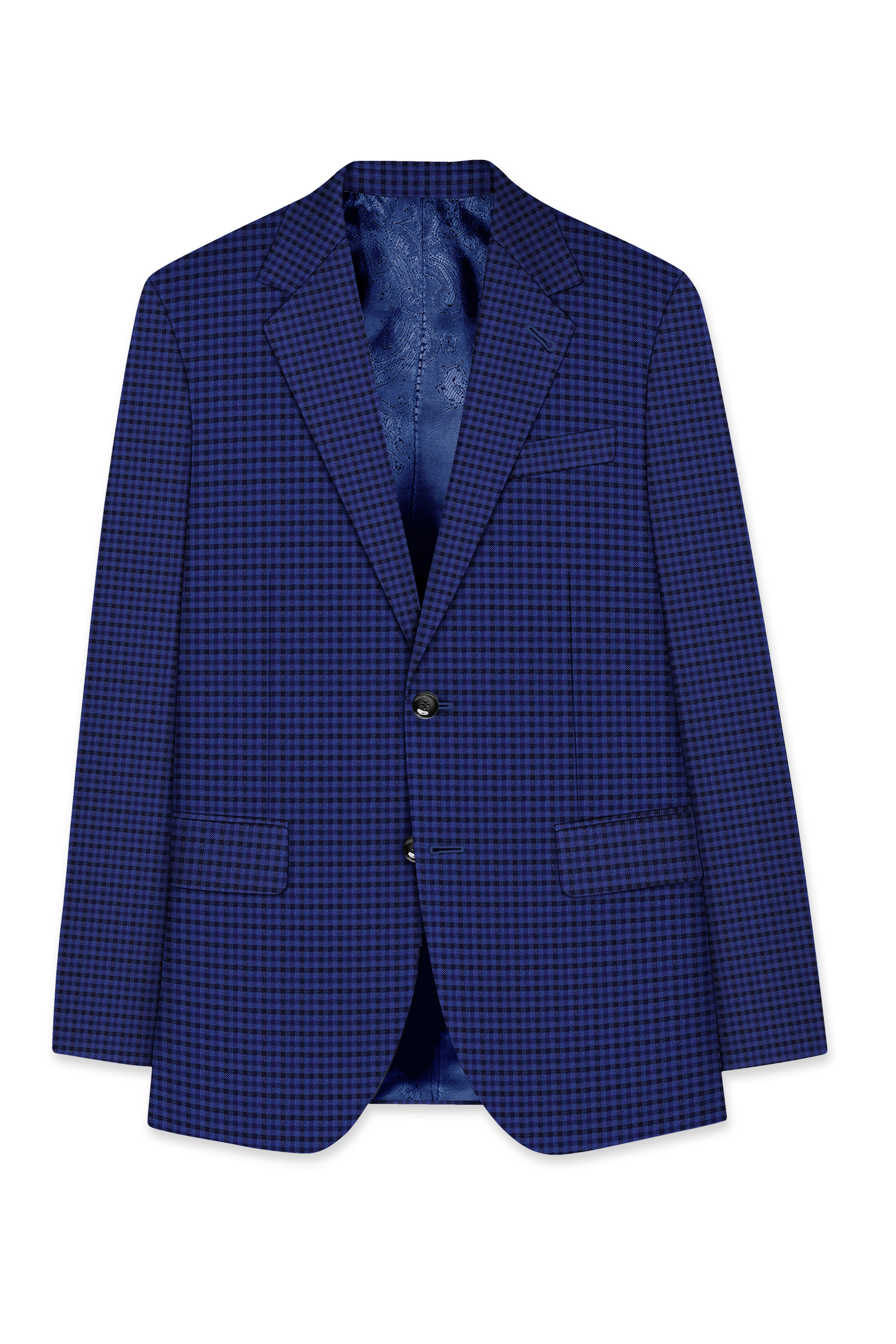 Victoria Blue Gingham Checkered Single Breasted Suit
