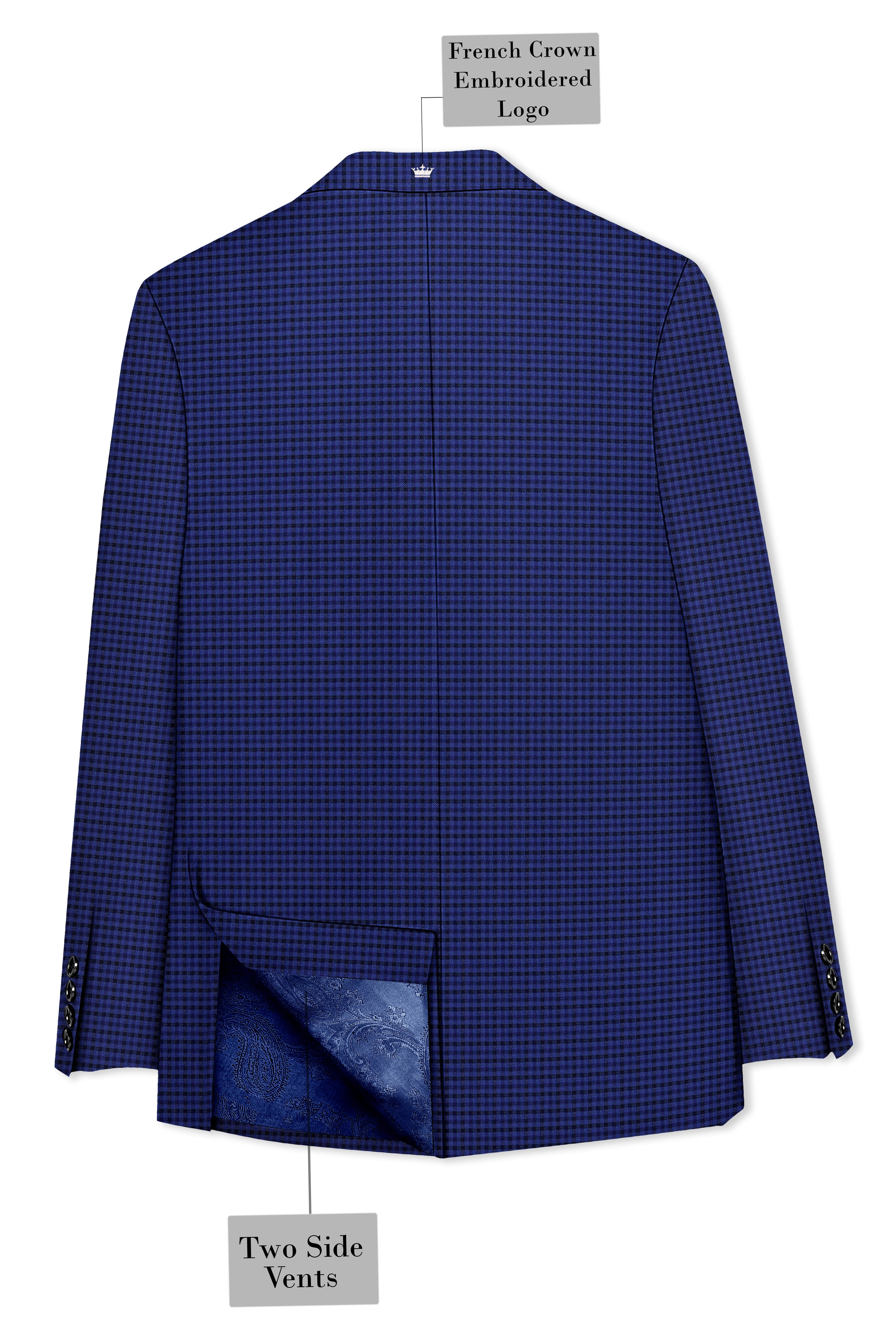 Victoria Blue Gingham Checkered Single Breasted Suit