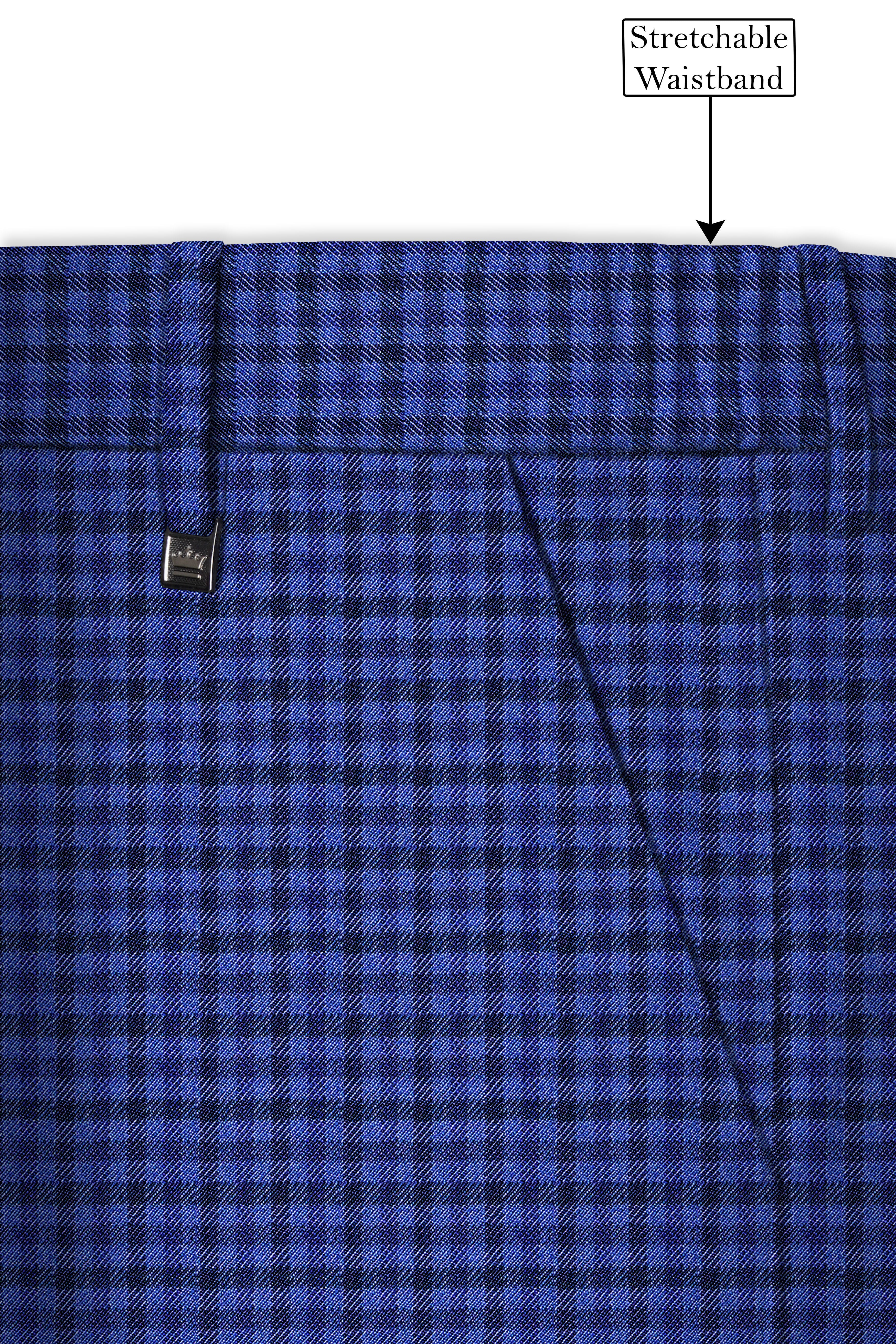 Victoria Blue Gingham Checkered Bandhgala Suit