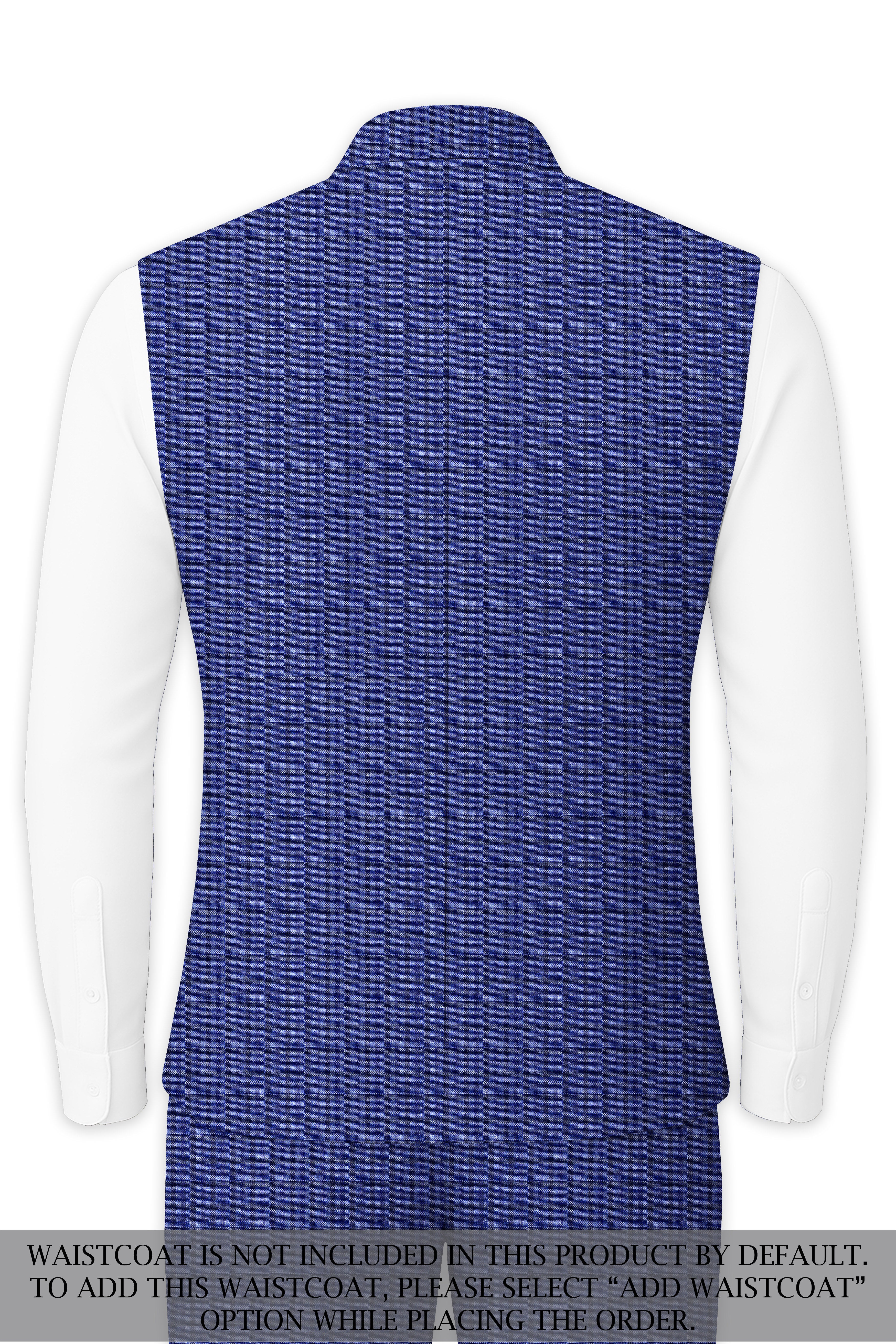 Victoria Blue Gingham Checkered Bandhgala Suit