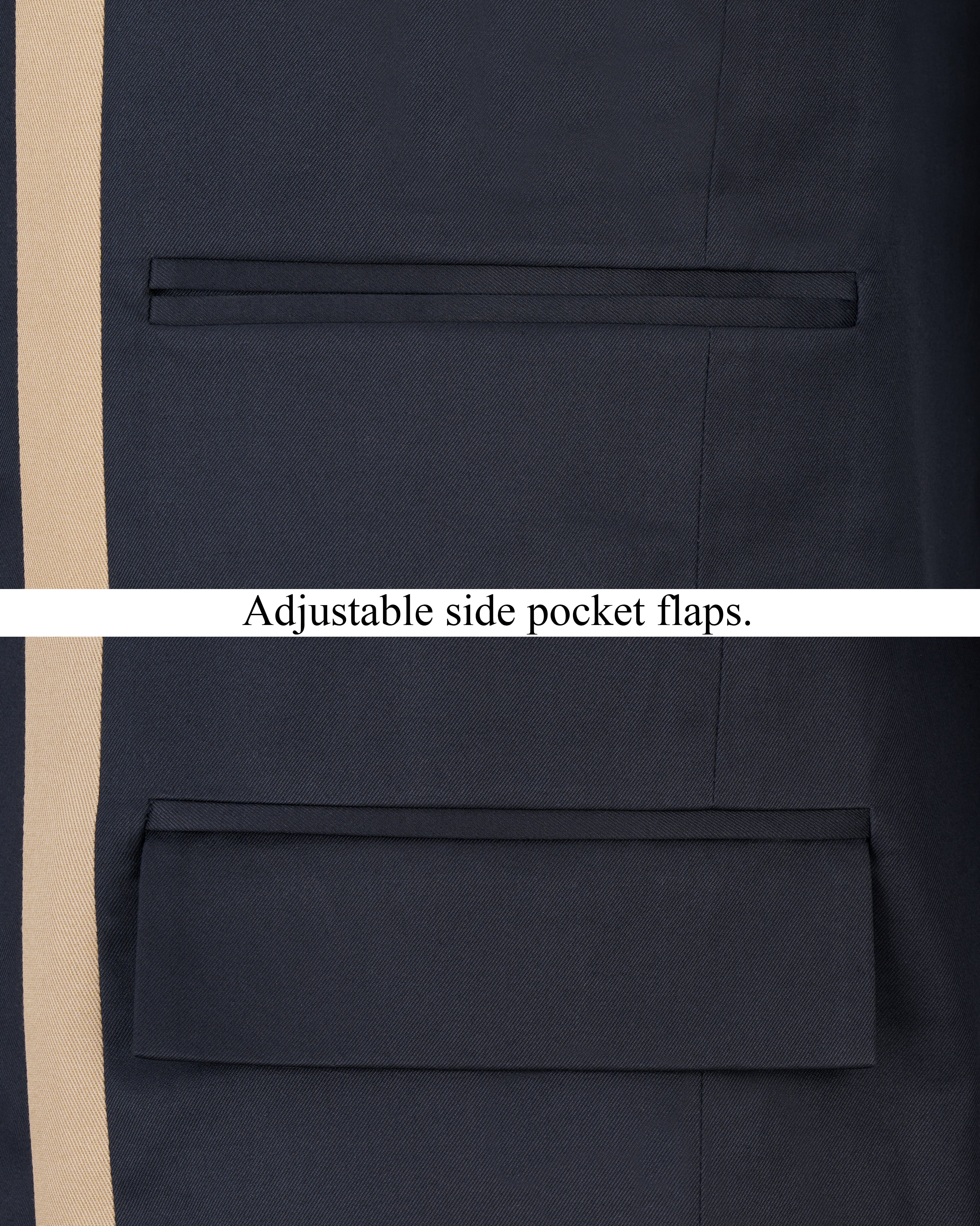 Thunder Blue with Brown Patch Work Premium Cotton Designer Suit