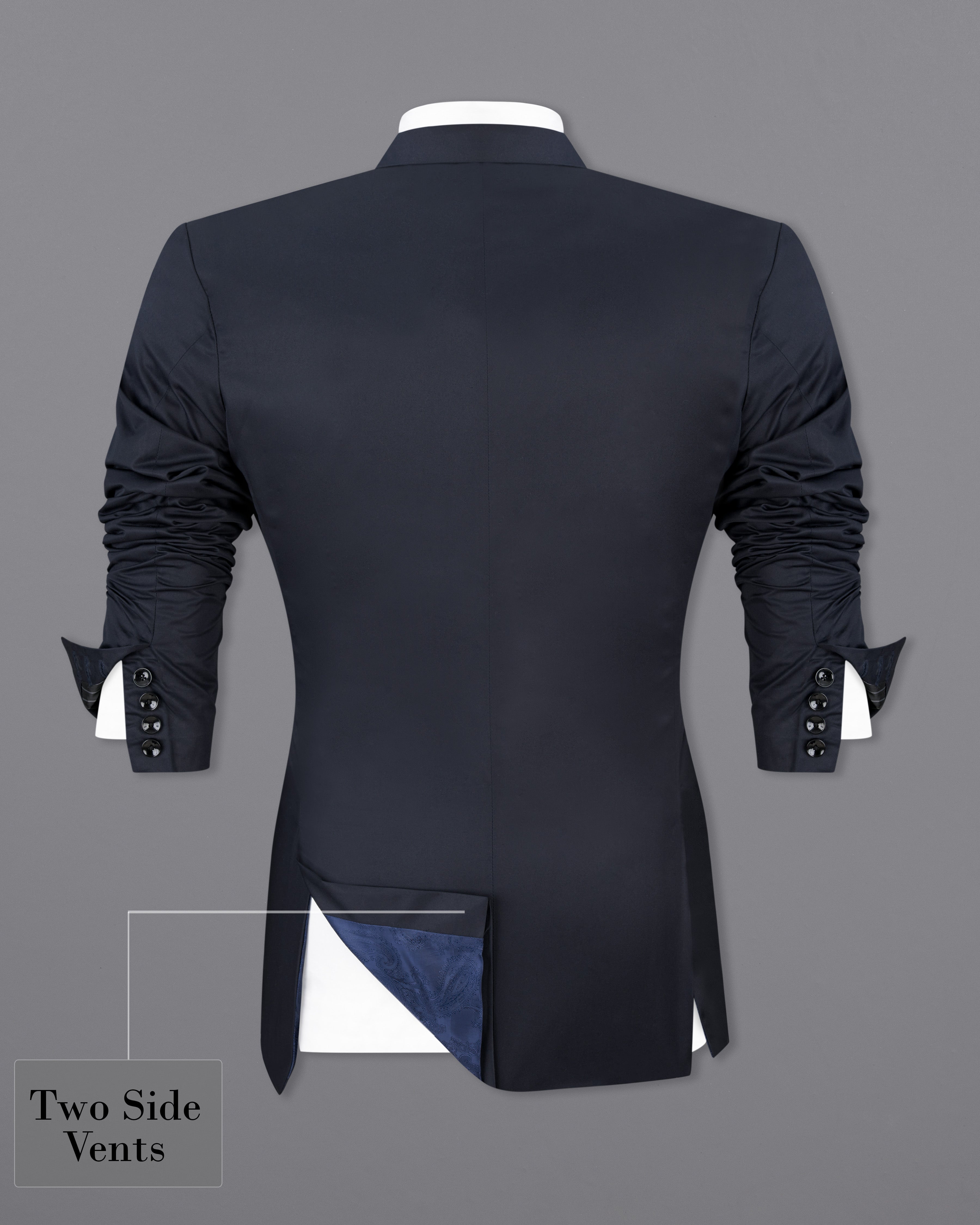 Thunder Blue with Brown Patch Work Premium Cotton Designer Suit