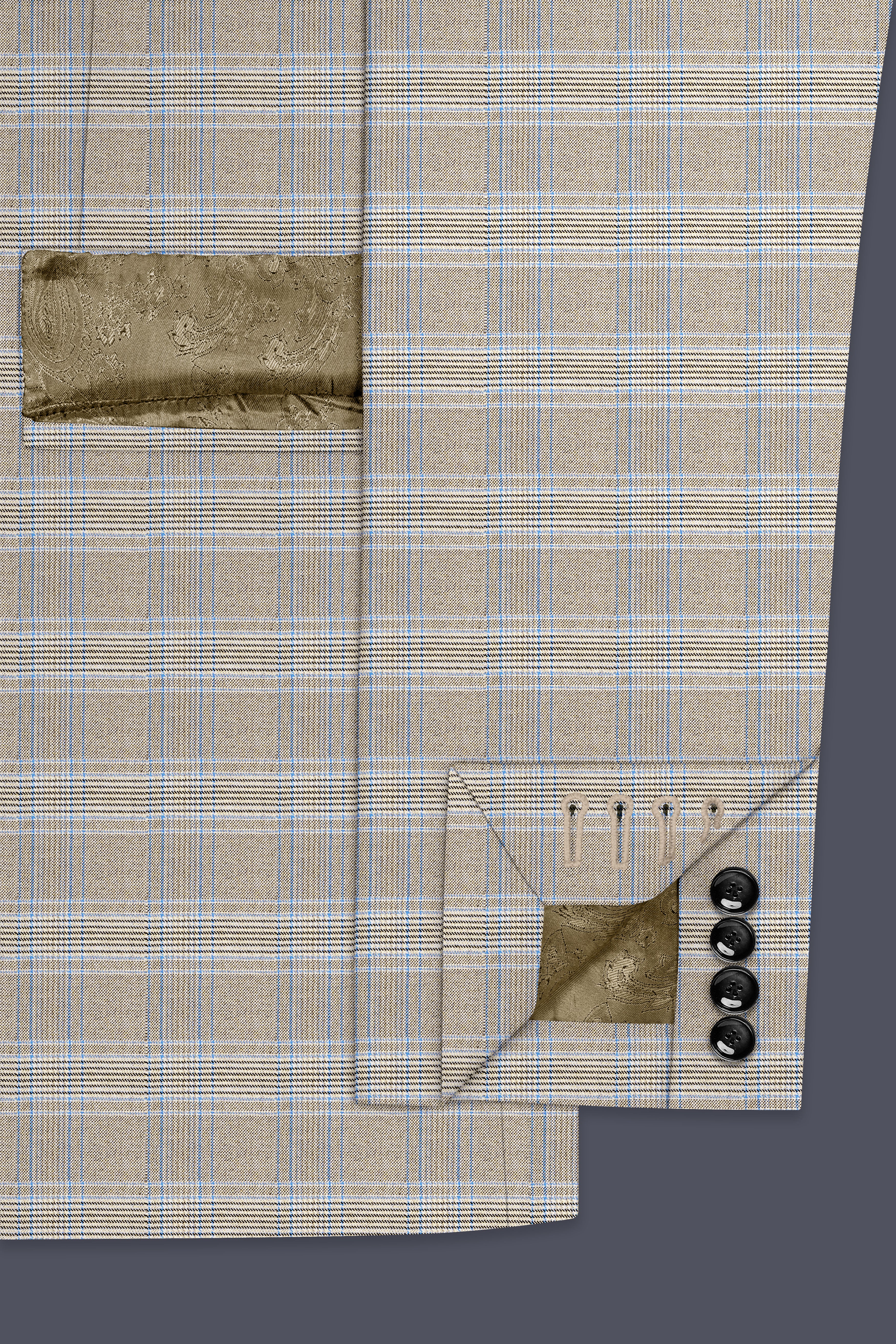 Sandrift Brown with Persian Blue Plaid Double Breasted Suit