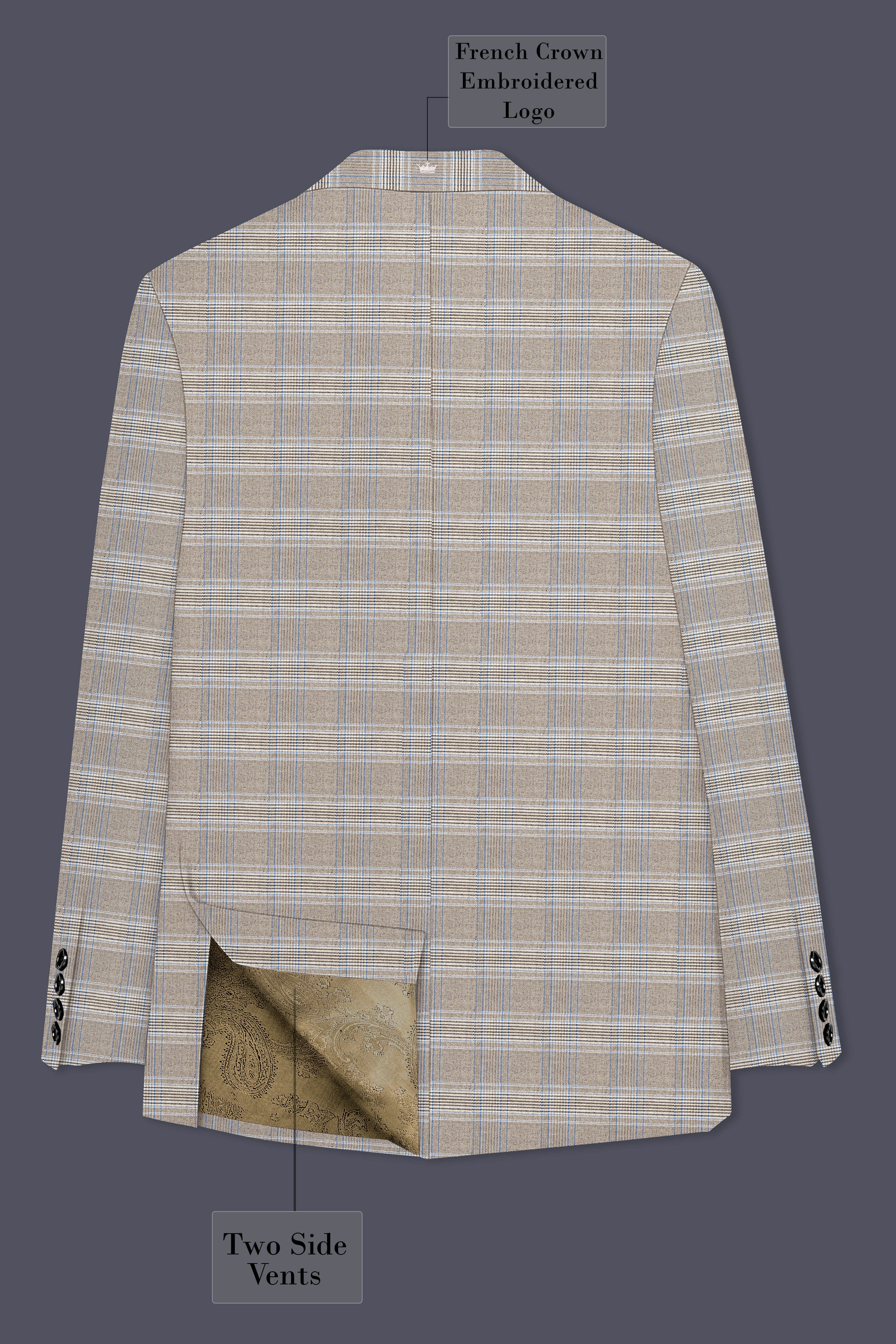 Sandrift Brown with Persian Blue Plaid Double Breasted Suit