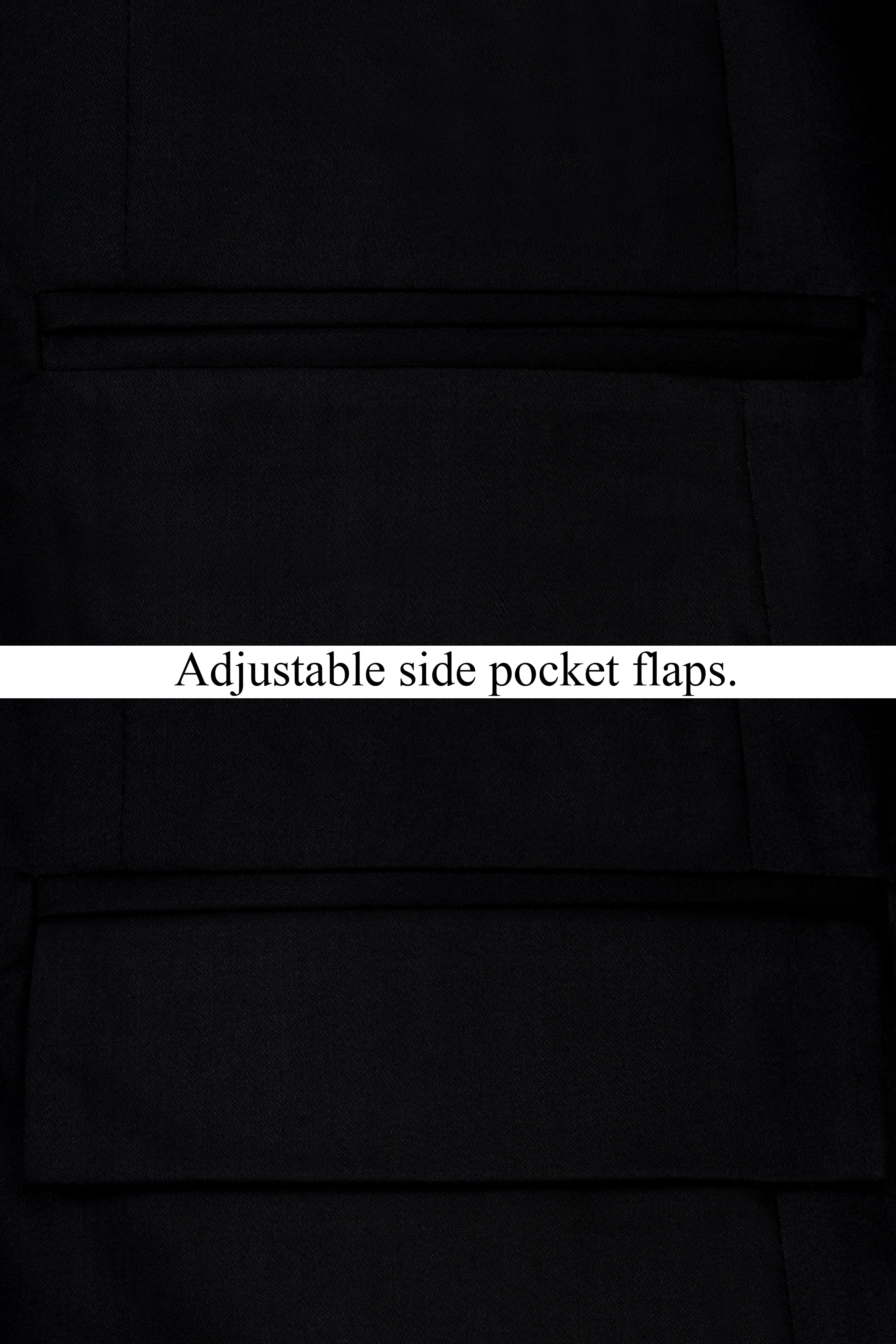 Noirex-Korean Black ( The Best Black We Have ) 4-Way Stretch Wrinkle-Free Fluid Drape Fabric Bandhgala Designer Suit