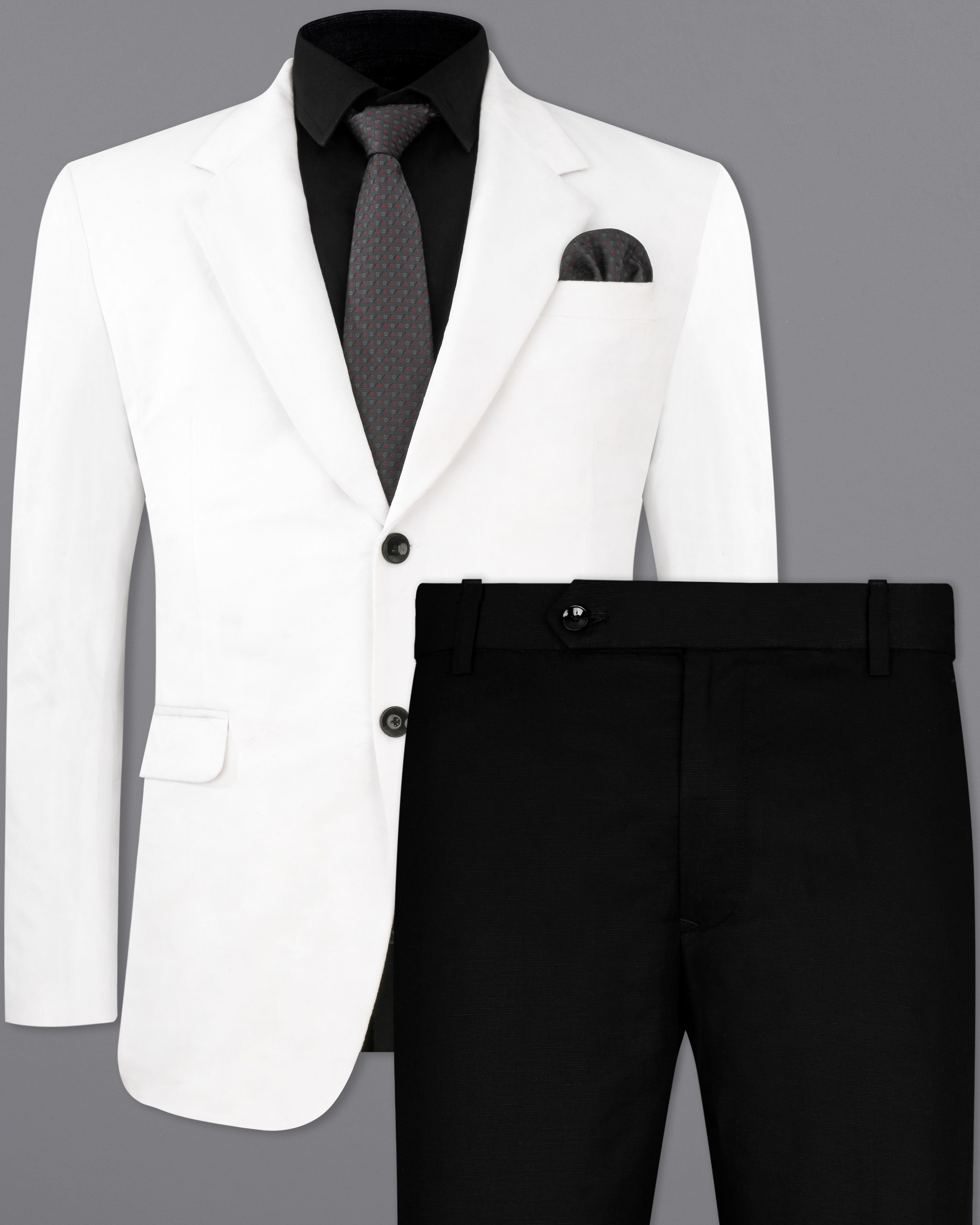 Rhino White Single Breasted Velvet Suit