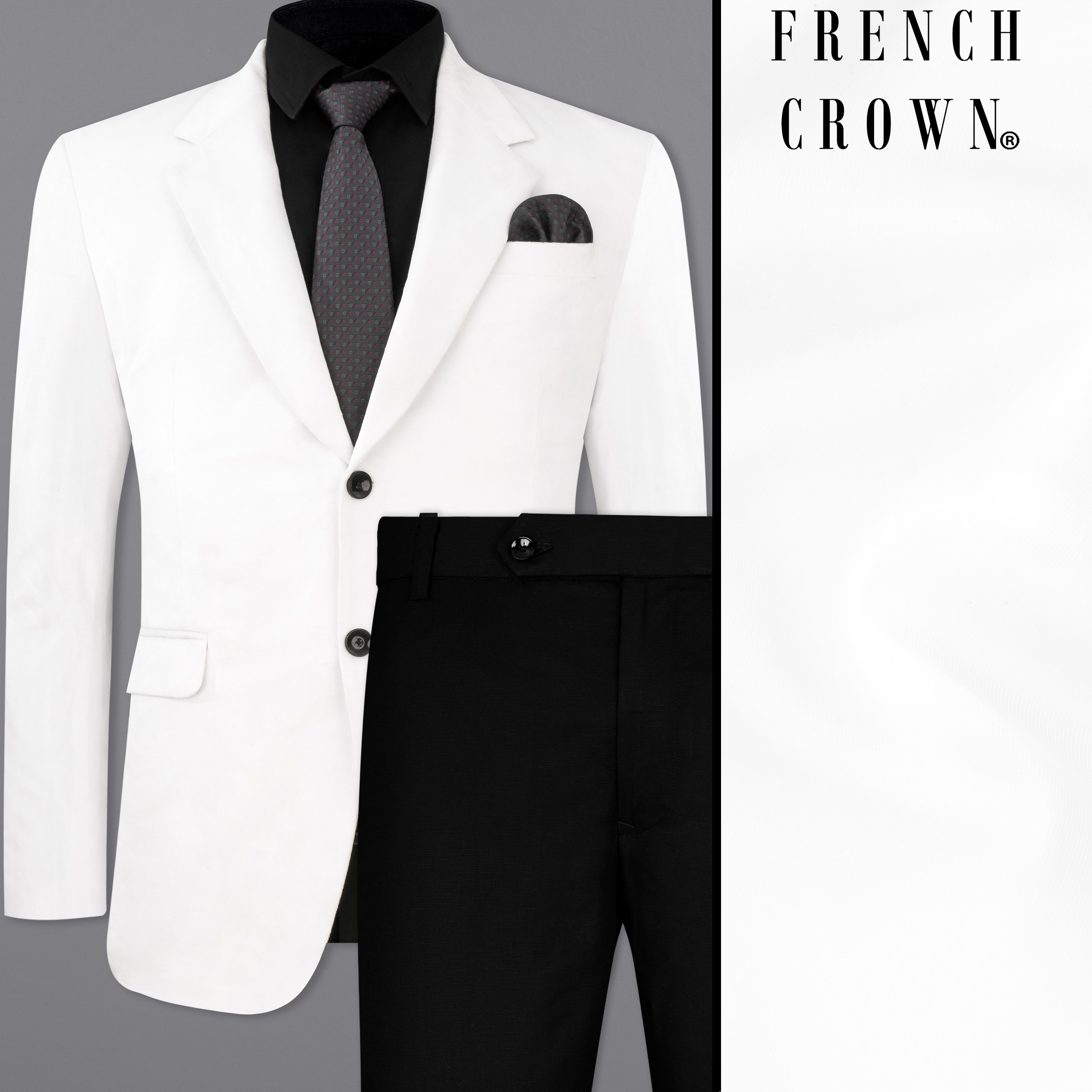 Rhino White Single Breasted Velvet Suit