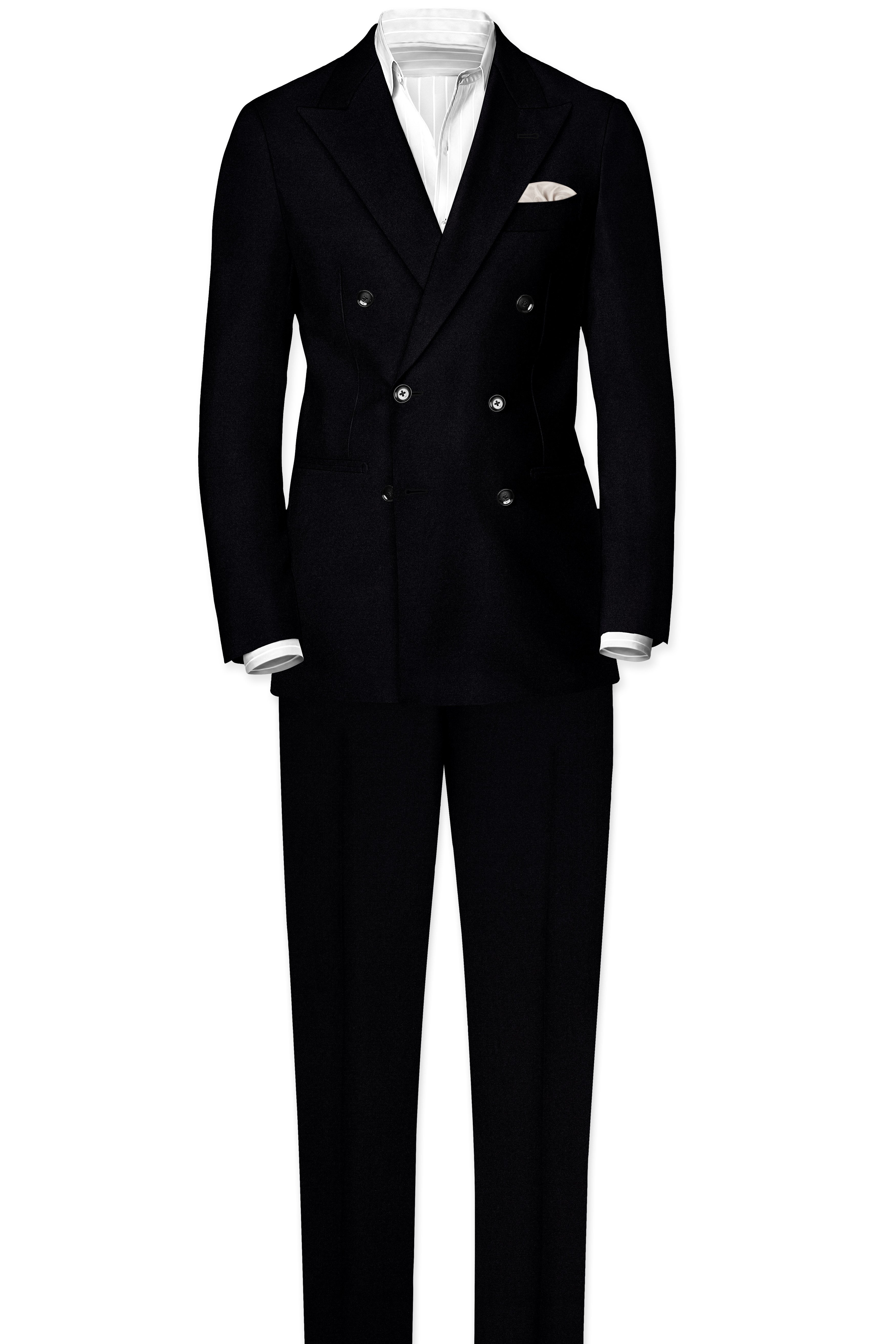 Noirex-Korean Black (The Best Black We Have) 4-Way Stretch Double Breasted Suit