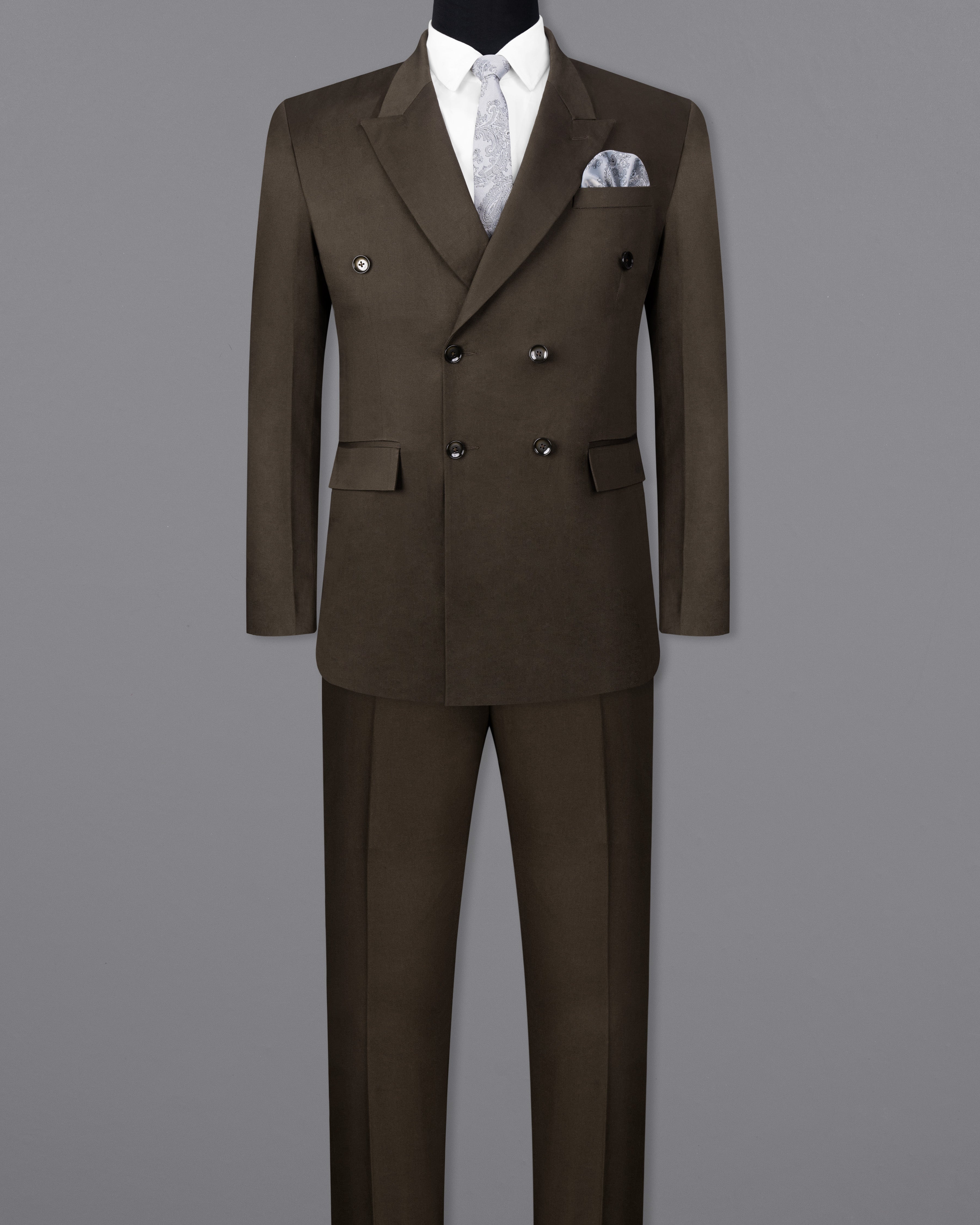 Walnut Brown Solid Stretchable Premium Cotton Double Breasted traveler Suit ST2628-DB-36,ST2628-DB-38,ST2628-DB-40,ST2628-DB-42,ST2628-DB-44,ST2628-DB-46,ST2628-DB-48,ST2628-DB-50,ST2628-DB-52,ST2628-DB-54,ST2628-DB-56,ST2628-DB-58,ST2628-DB-60