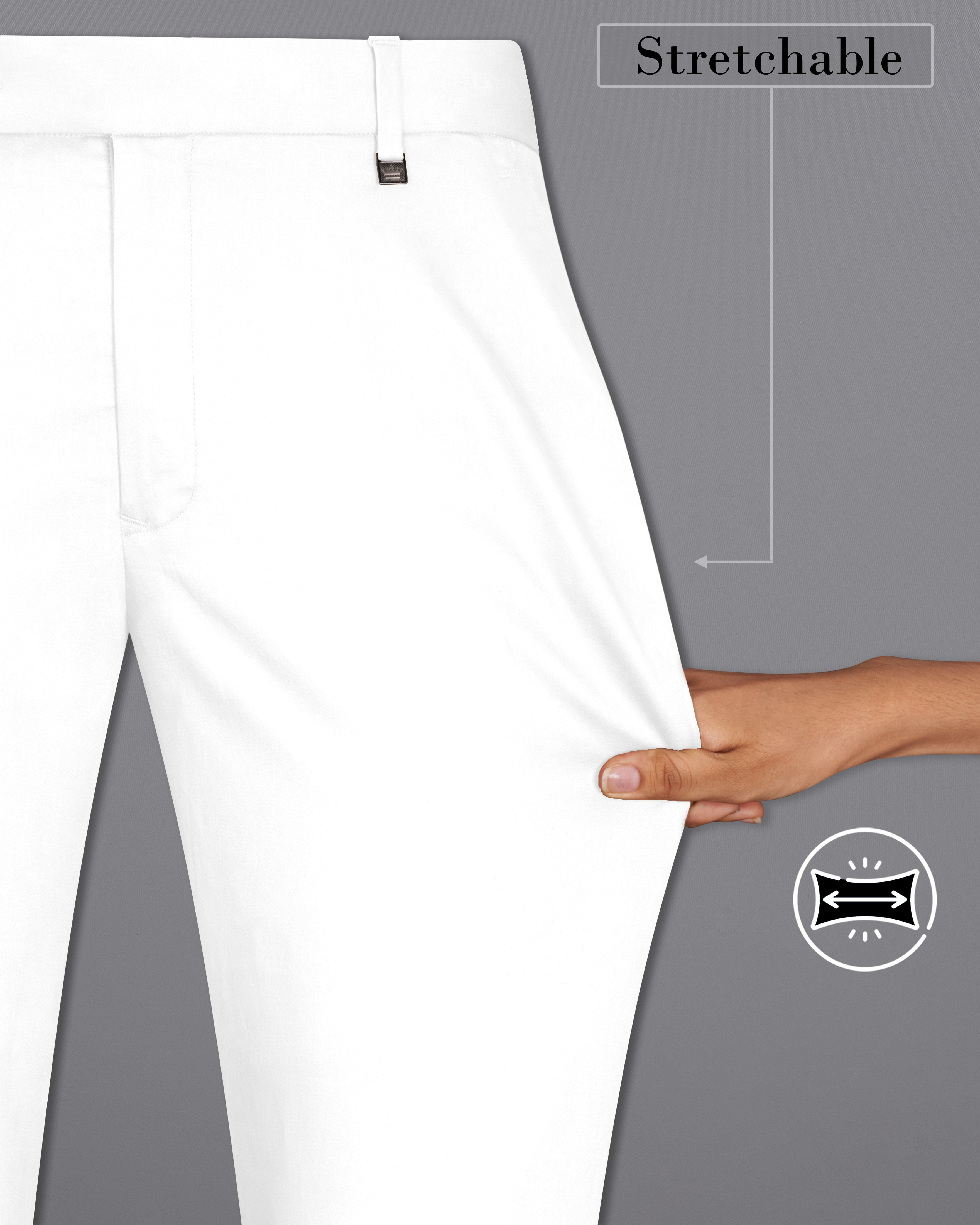 Bright White Stretchable Premium Cotton Tuxedo traveler Suit