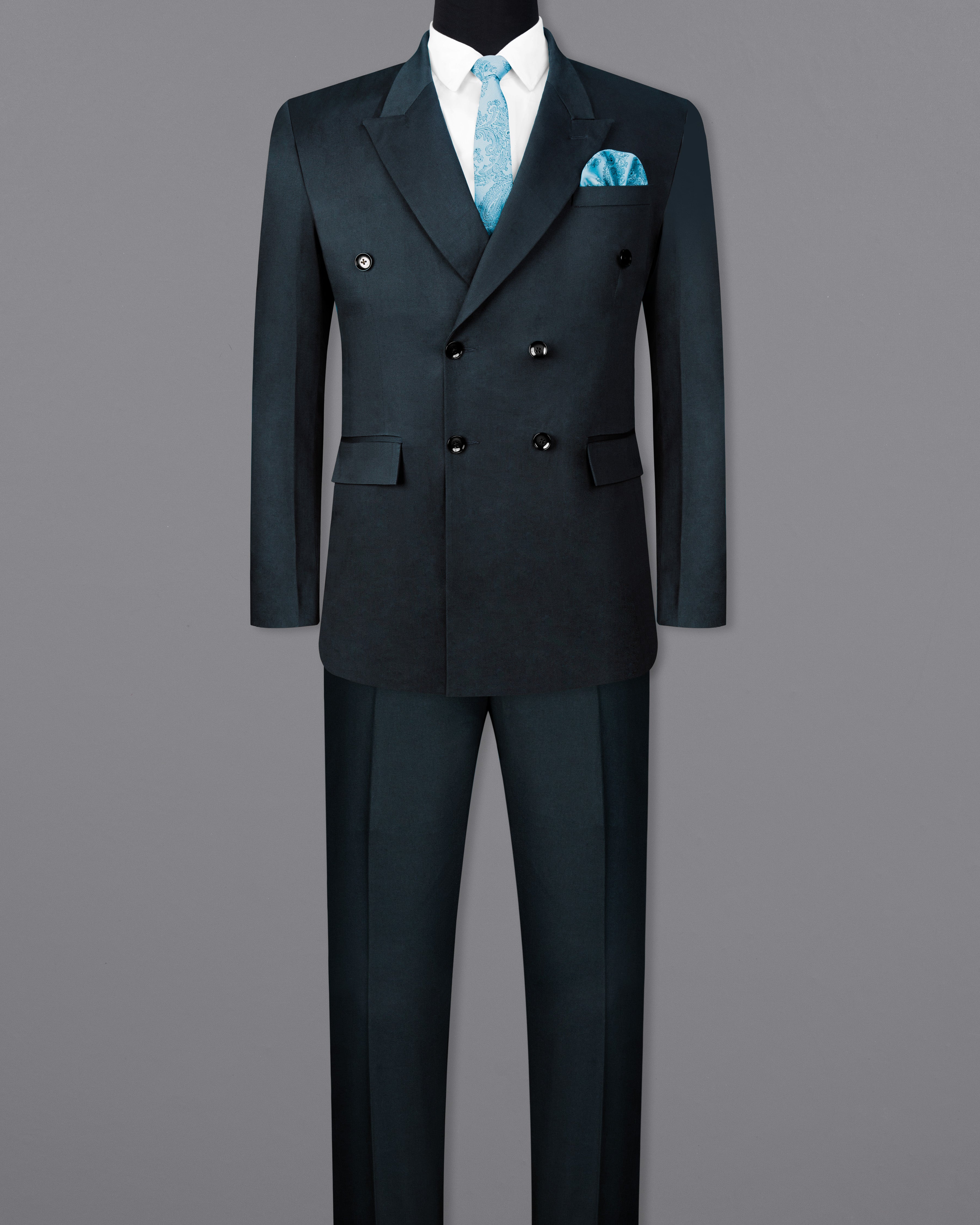 Timber Sea Blue Solid Stretchable Premium Cotton Double Breasted traveler Suit ST2638-DB-36,ST2638-DB-38,ST2638-DB-40,ST2638-DB-42,ST2638-DB-44,ST2638-DB-46,ST2638-DB-48,ST2638-DB-50,ST2638-DB-52,ST2638-DB-54,ST2638-DB-56,ST2638-DB-58,ST2638-DB-60
