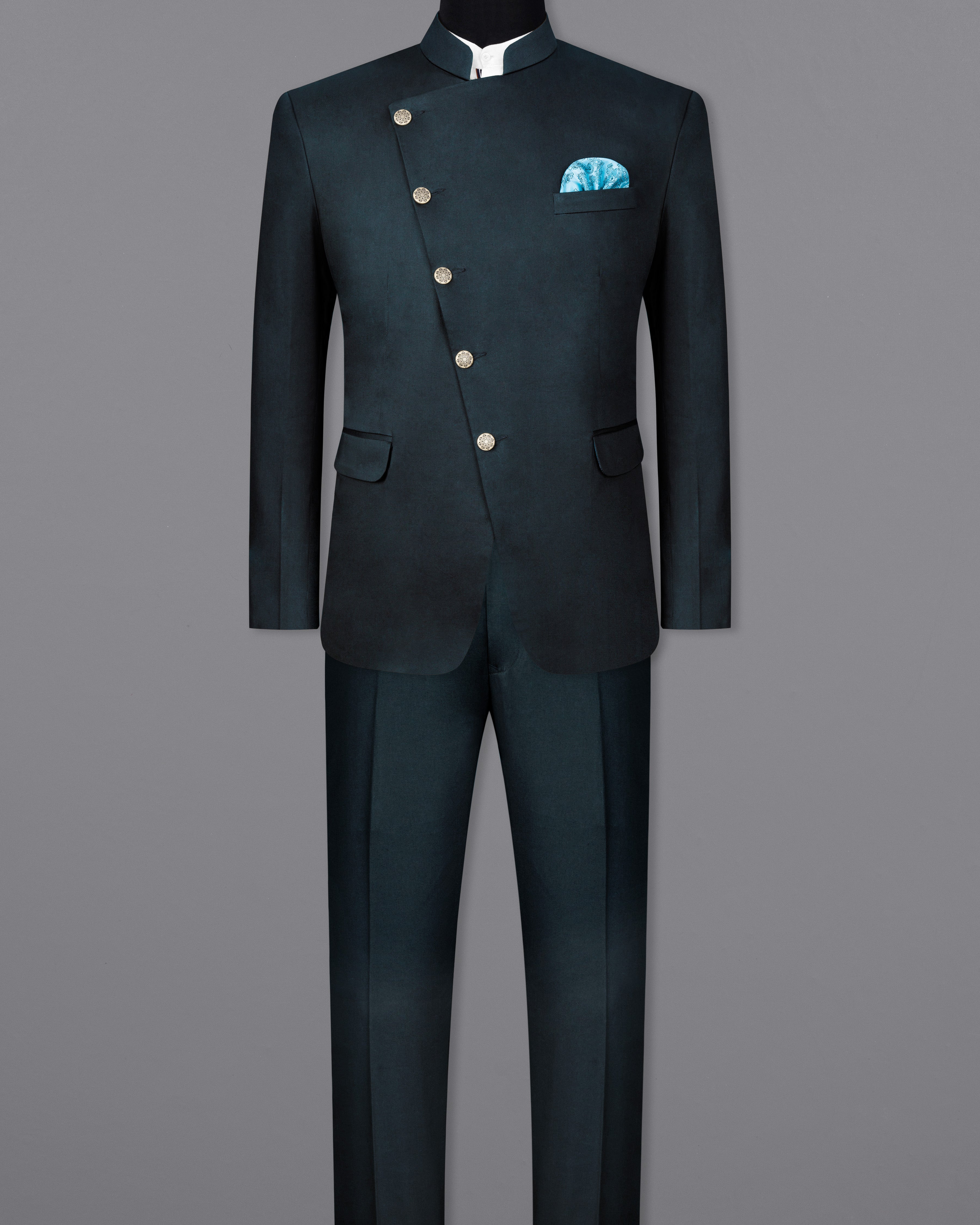 Timber Sea Blue Cross Placket Stretchable Premium Cotton Bandhgala traveler Suit ST2640-CBG-36,ST2640-CBG-38,ST2640-CBG-40,ST2640-CBG-42,ST2640-CBG-44,ST2640-CBG-46,ST2640-CBG-48,ST2640-CBG-50,ST2640-CBG-52,ST2640-CBG-54,ST2640-CBG-56,ST2640-CBG-58,ST2640-CBG-60