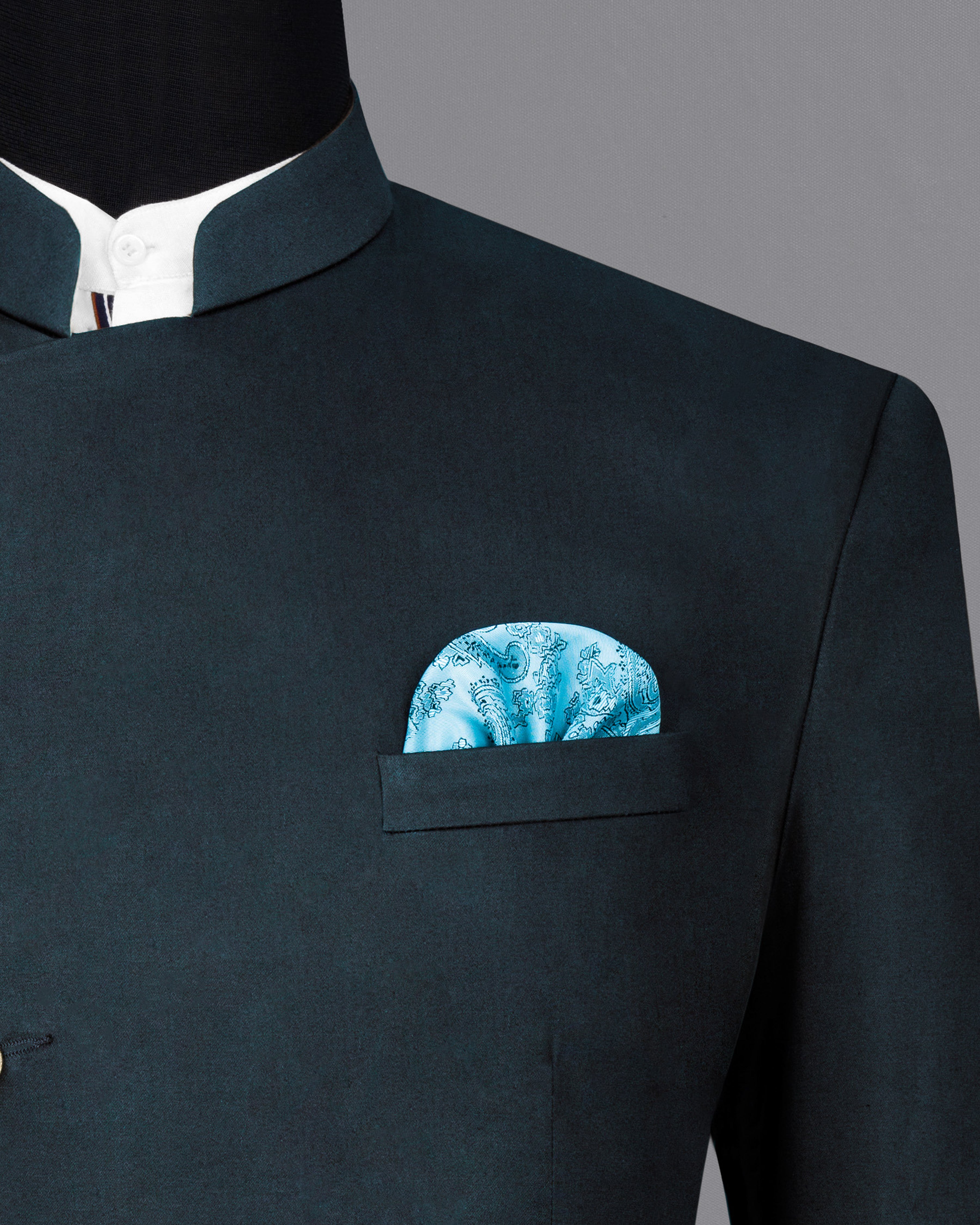 Timber Sea Blue Cross Placket Stretchable Premium Cotton Bandhgala traveler Suit ST2640-CBG-36,ST2640-CBG-38,ST2640-CBG-40,ST2640-CBG-42,ST2640-CBG-44,ST2640-CBG-46,ST2640-CBG-48,ST2640-CBG-50,ST2640-CBG-52,ST2640-CBG-54,ST2640-CBG-56,ST2640-CBG-58,ST2640-CBG-60