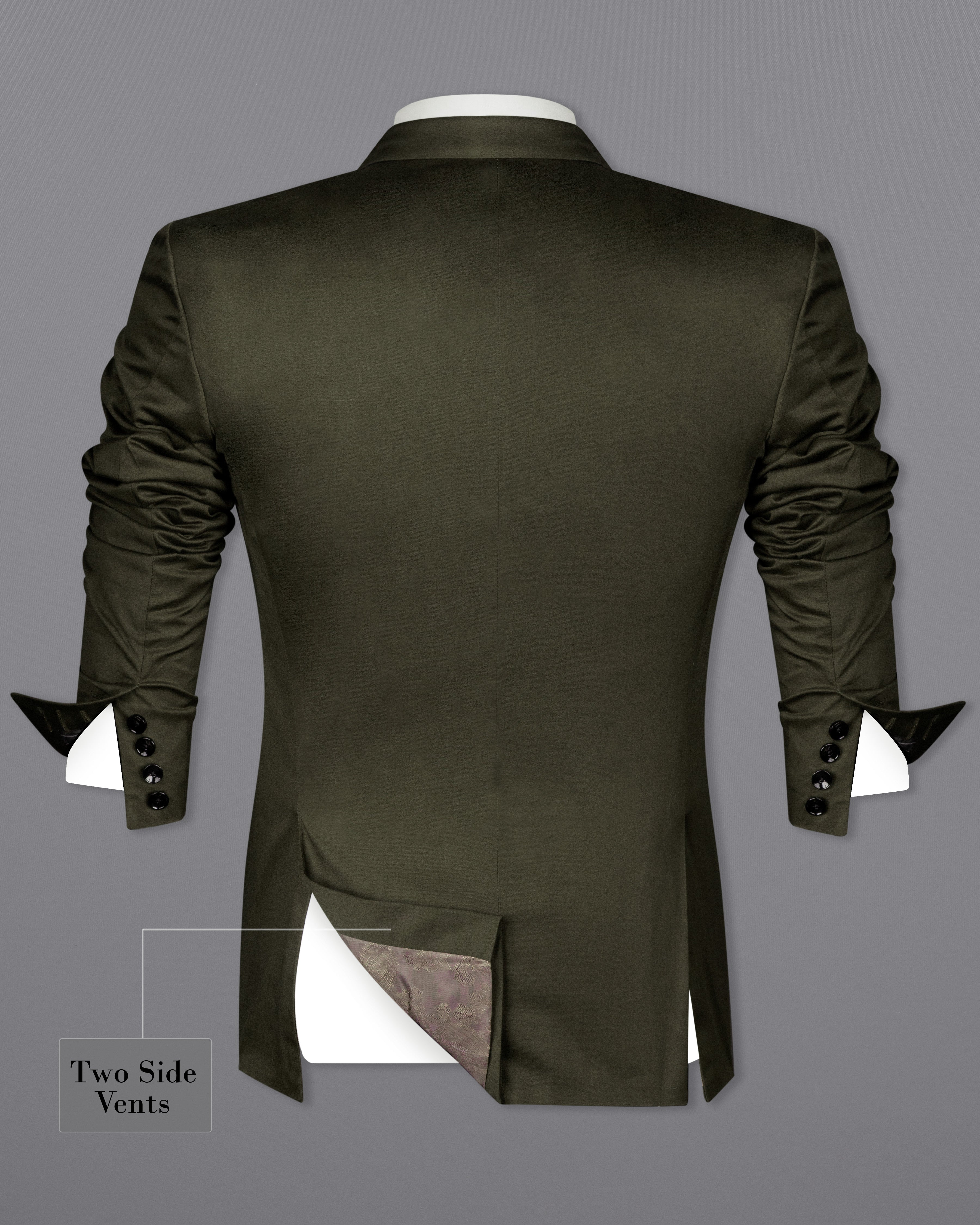 Taupe Green Solid Stretchable Premium Cotton Double Breasted traveler Suit ST2643-DB-36,ST2643-DB-38,ST2643-DB-40,ST2643-DB-42,ST2643-DB-44,ST2643-DB-46,ST2643-DB-48,ST2643-DB-50,ST2643-DB-52,ST2643-DB-54,ST2643-DB-56,ST2643-DB-58,ST2643-DB-60