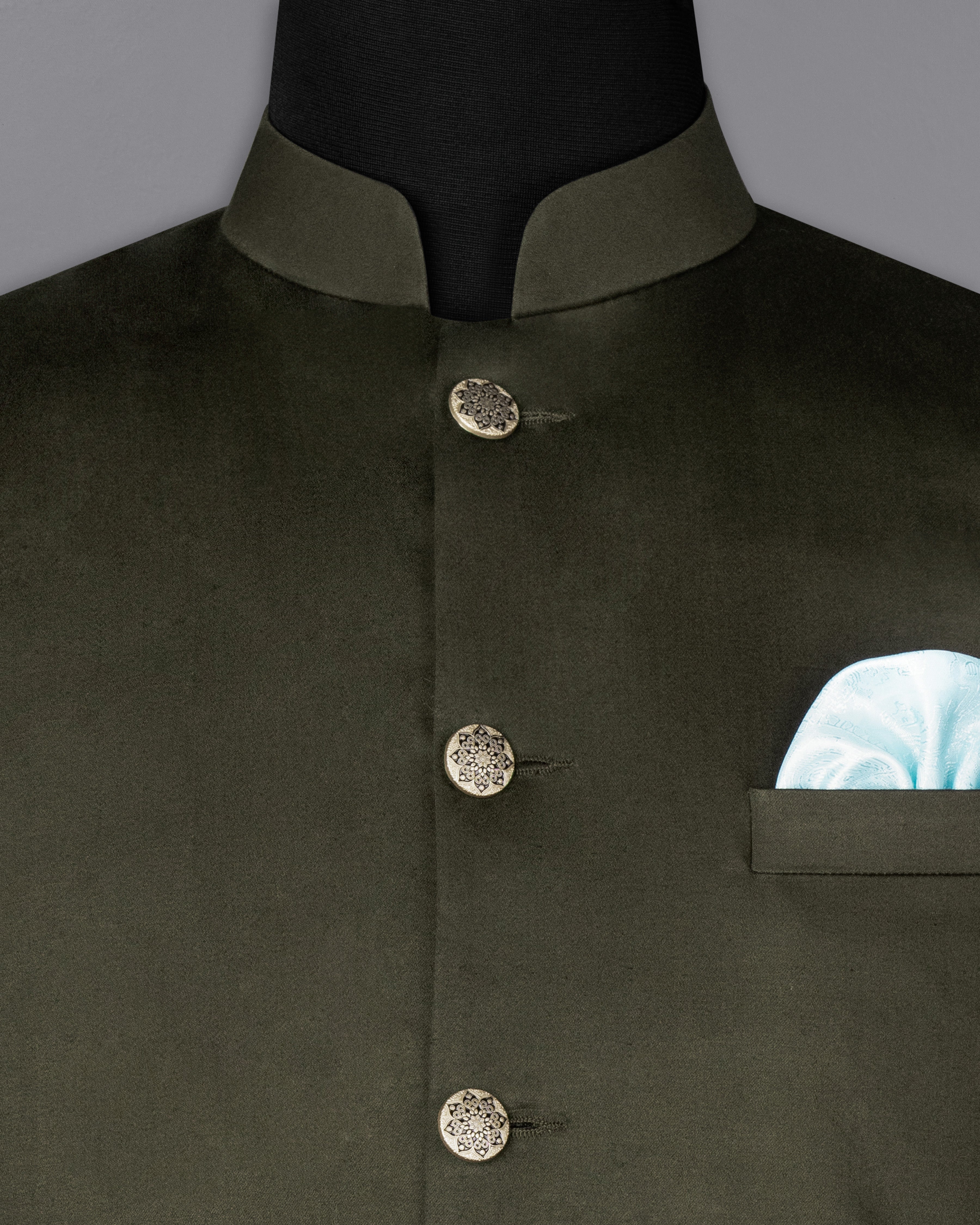 Taupe Green Cross Placket Stretchable Premium Cotton Bandhgala traveler Suit ST2645-CBG-36,ST2645-CBG-38,ST2645-CBG-40,ST2645-CBG-42,ST2645-CBG-44,ST2645-CBG-46,ST2645-CBG-48,ST2645-CBG-50,ST2645-CBG-52,ST2645-CBG-54,ST2645-CBG-56,ST2645-CBG-58,ST2645-CBG-60
