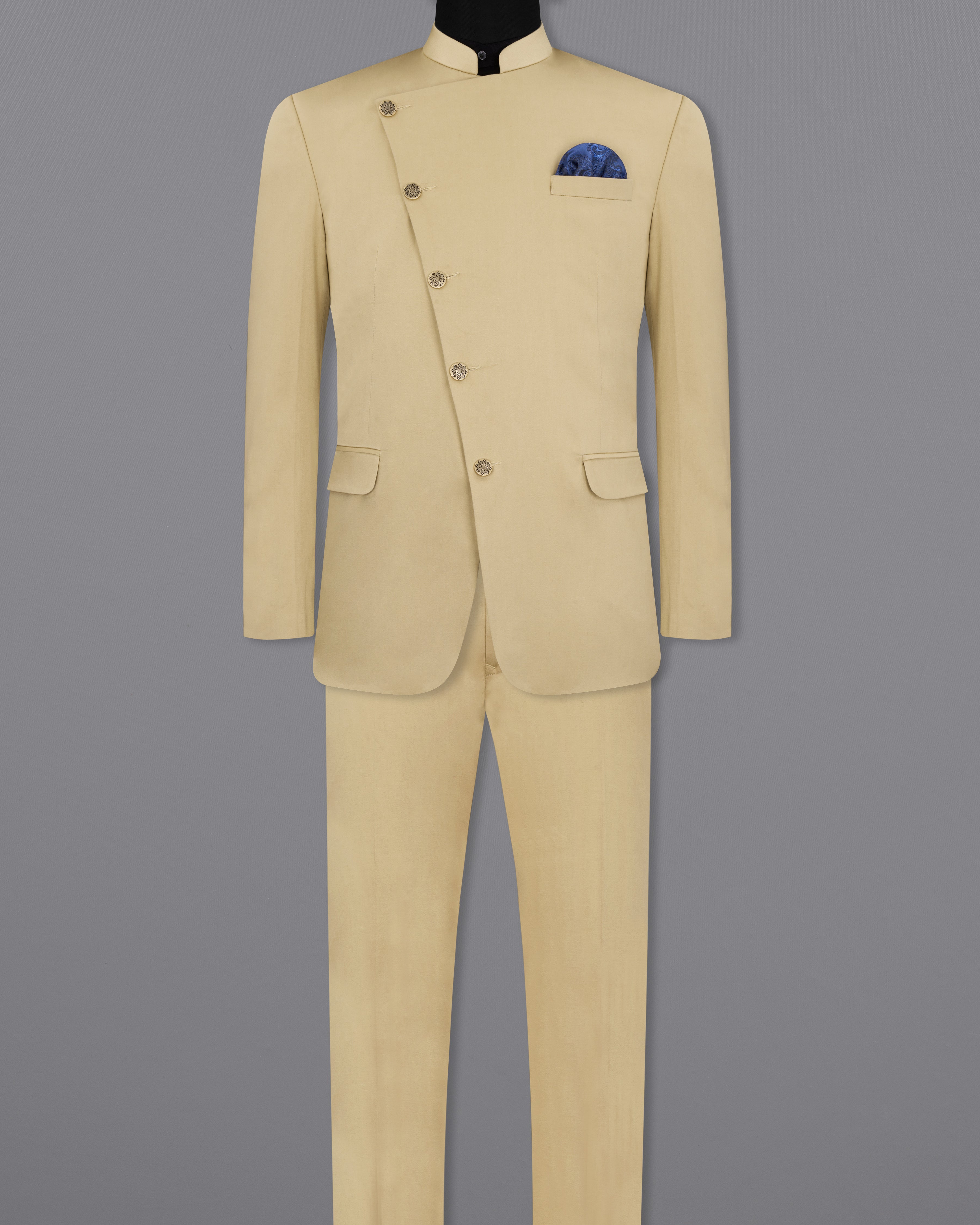Pavlova Cream Cross Placket Stretchable Premium Cotton Bandhgala traveler Suit ST2650-CBG-36,ST2650-CBG-38,ST2650-CBG-40,ST2650-CBG-42,ST2650-CBG-44,ST2650-CBG-46,ST2650-CBG-48,ST2650-CBG-50,ST2650-CBG-52,ST2650-CBG-54,ST2650-CBG-56,ST2650-CBG-58,ST2650-CBG-60