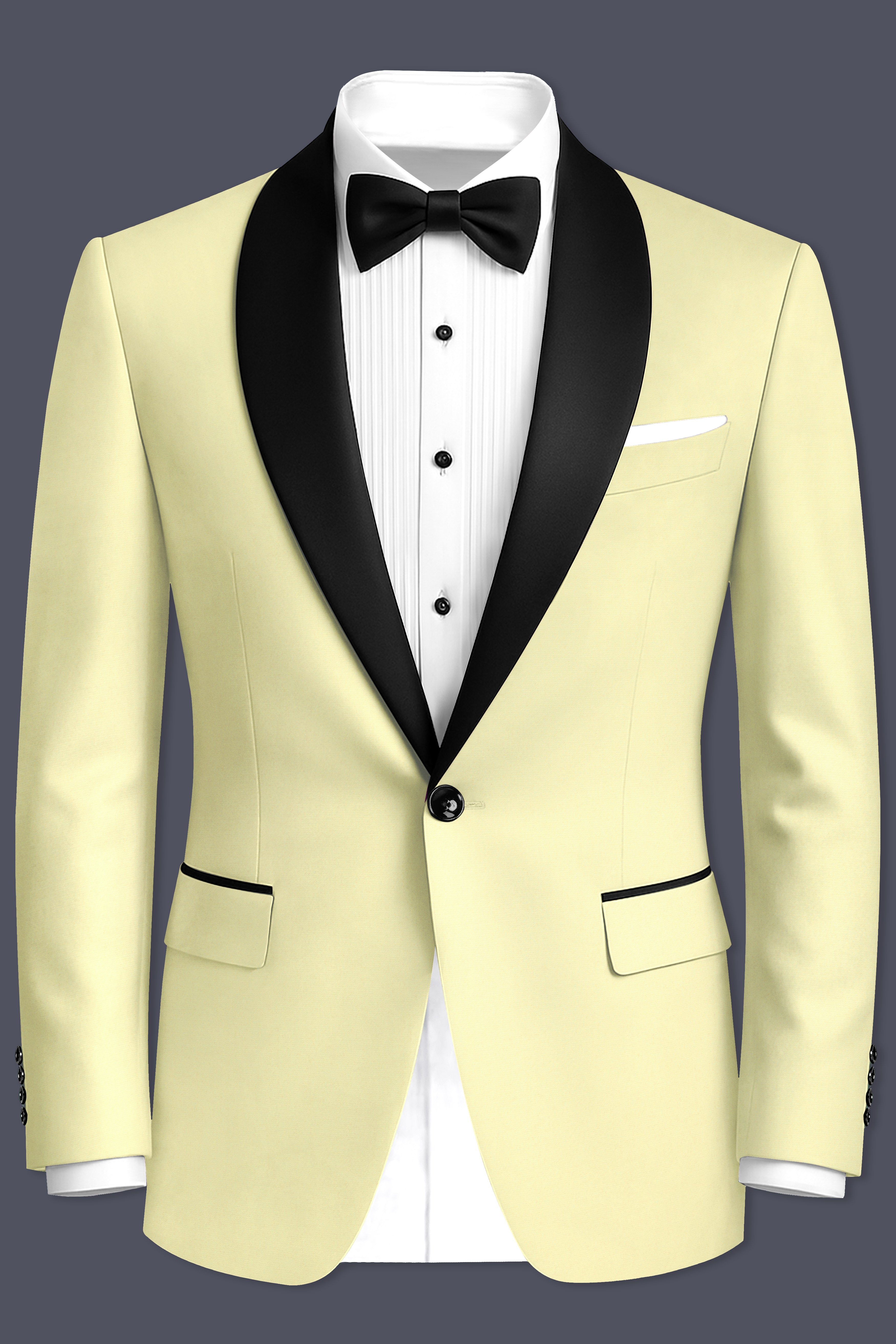 Maize Cream Tuxedo Premium Cotton Stretchable traveler Suit