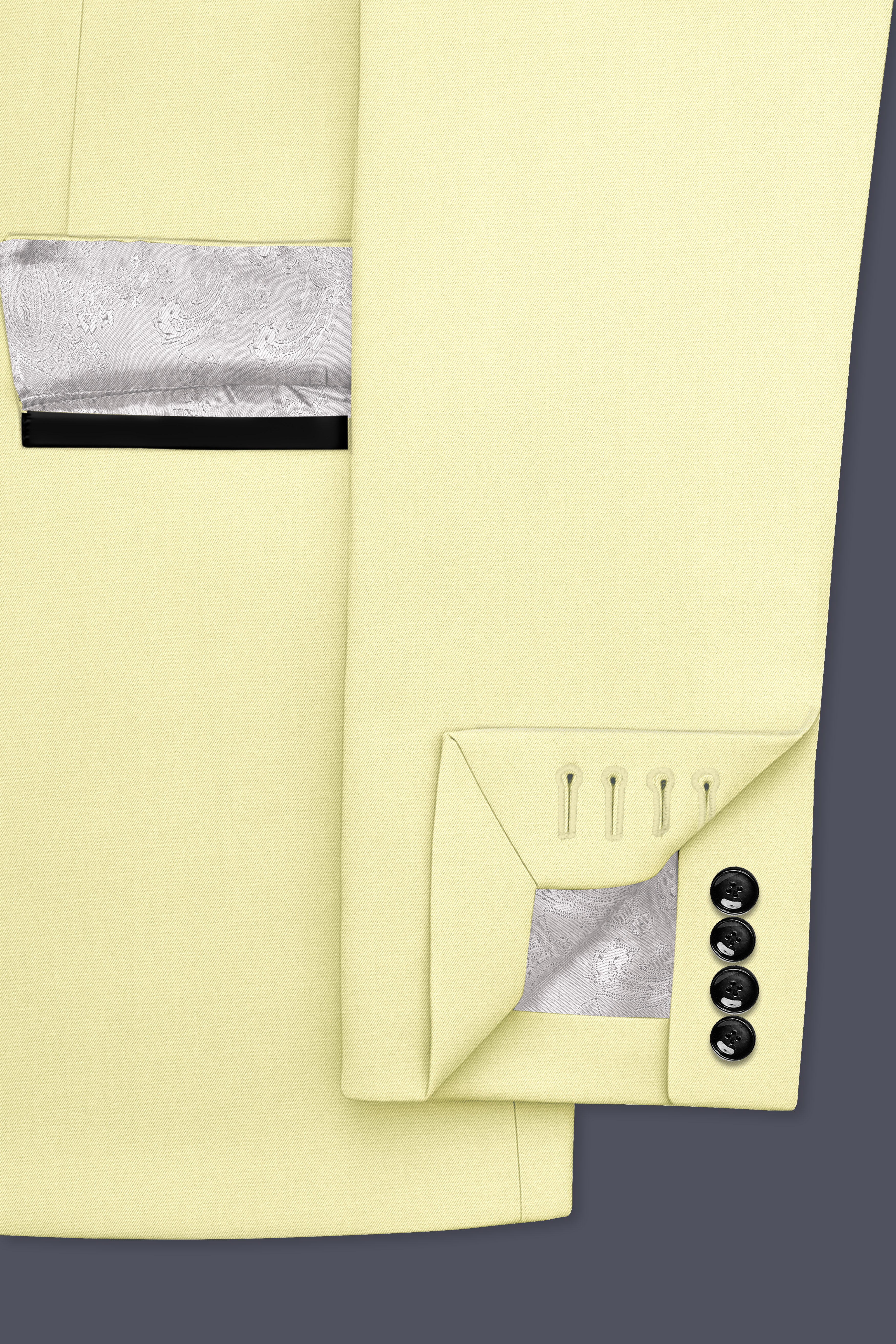 Maize Cream Tuxedo Premium Cotton Stretchable traveler Suit