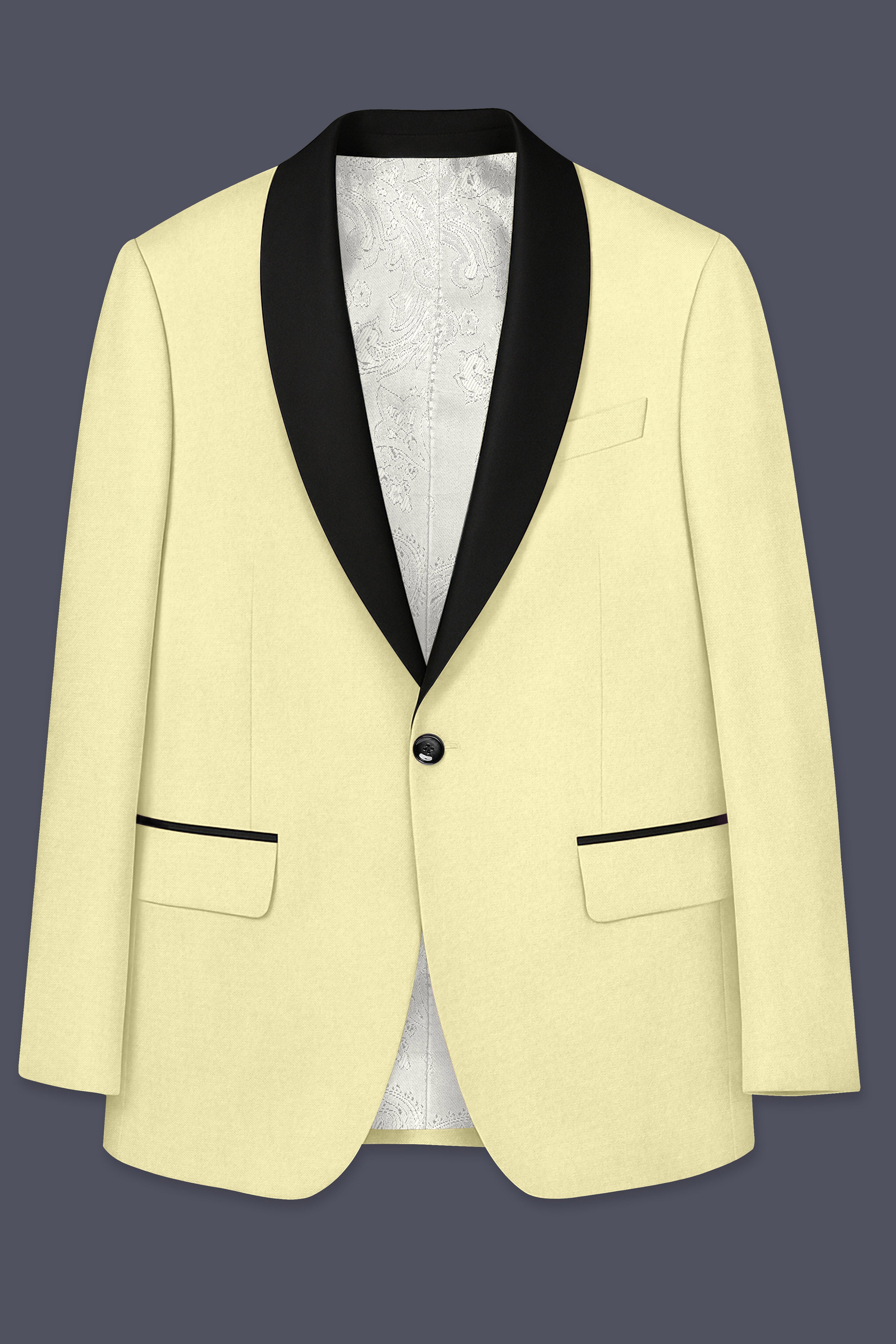 Maize Cream Tuxedo Premium Cotton Stretchable traveler Suit