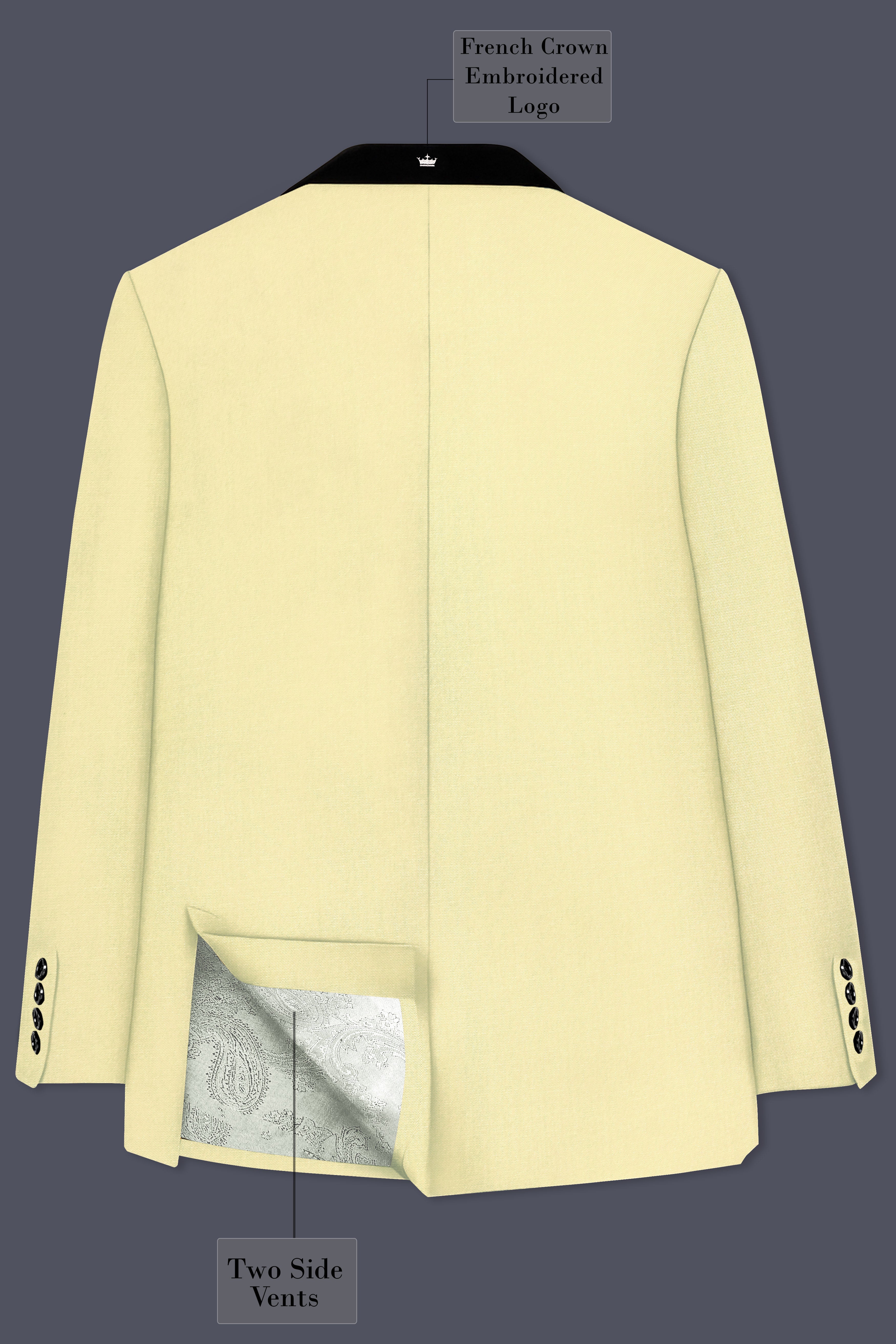 Maize Cream Tuxedo Premium Cotton Stretchable traveler Suit