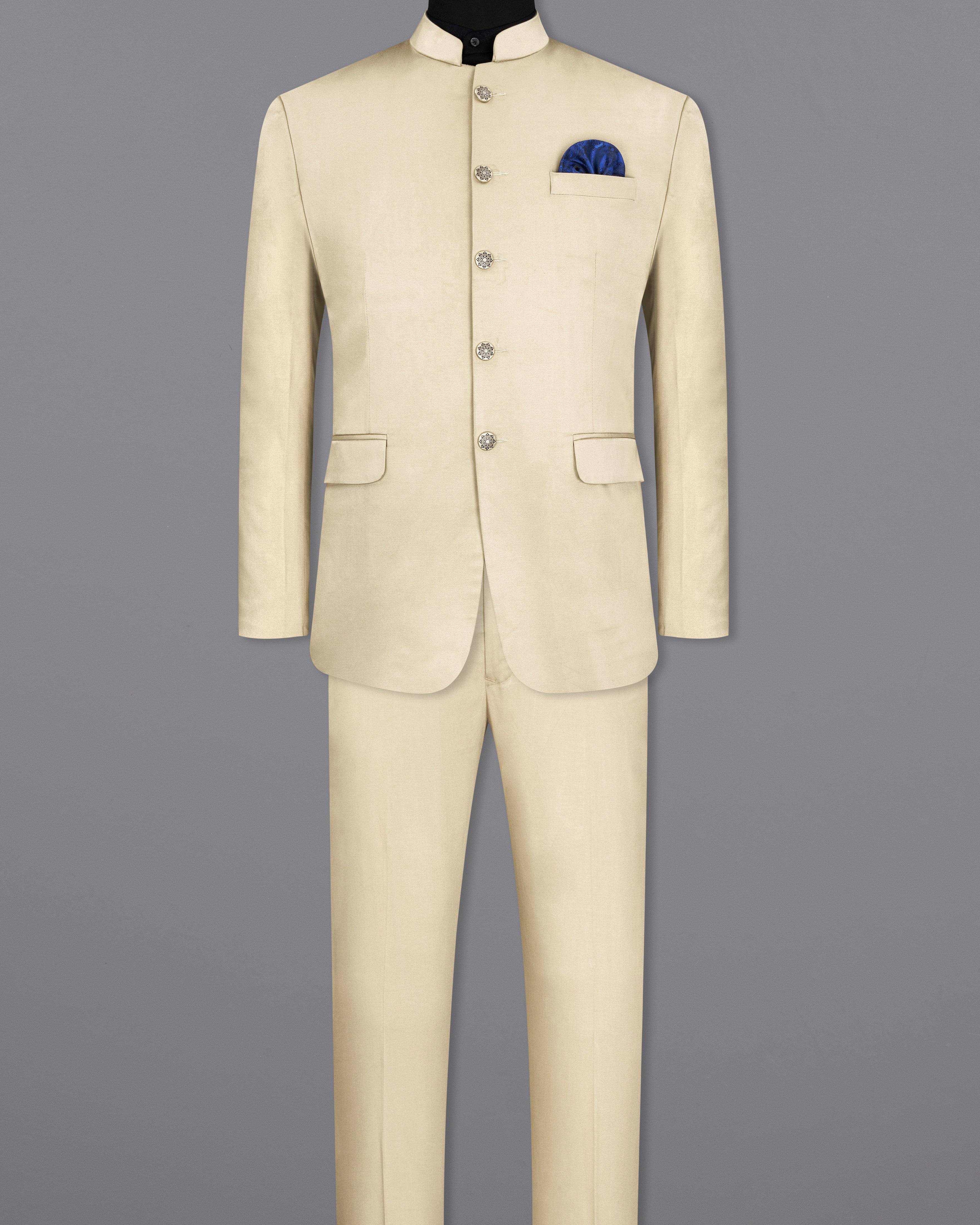 Moon Mist Beige Bandhgala Premium Cotton Stretchable traveler Suit ST2674-BG-36,ST2674-BG-38,ST2674-BG-40,ST2674-BG-42,ST2674-BG-44,ST2674-BG-46,ST2674-BG-48,ST2674-BG-50,ST2674-BG-52,ST2674-BG-54,ST2674-BG-56,ST2674-BG-58,ST2674-BG-60