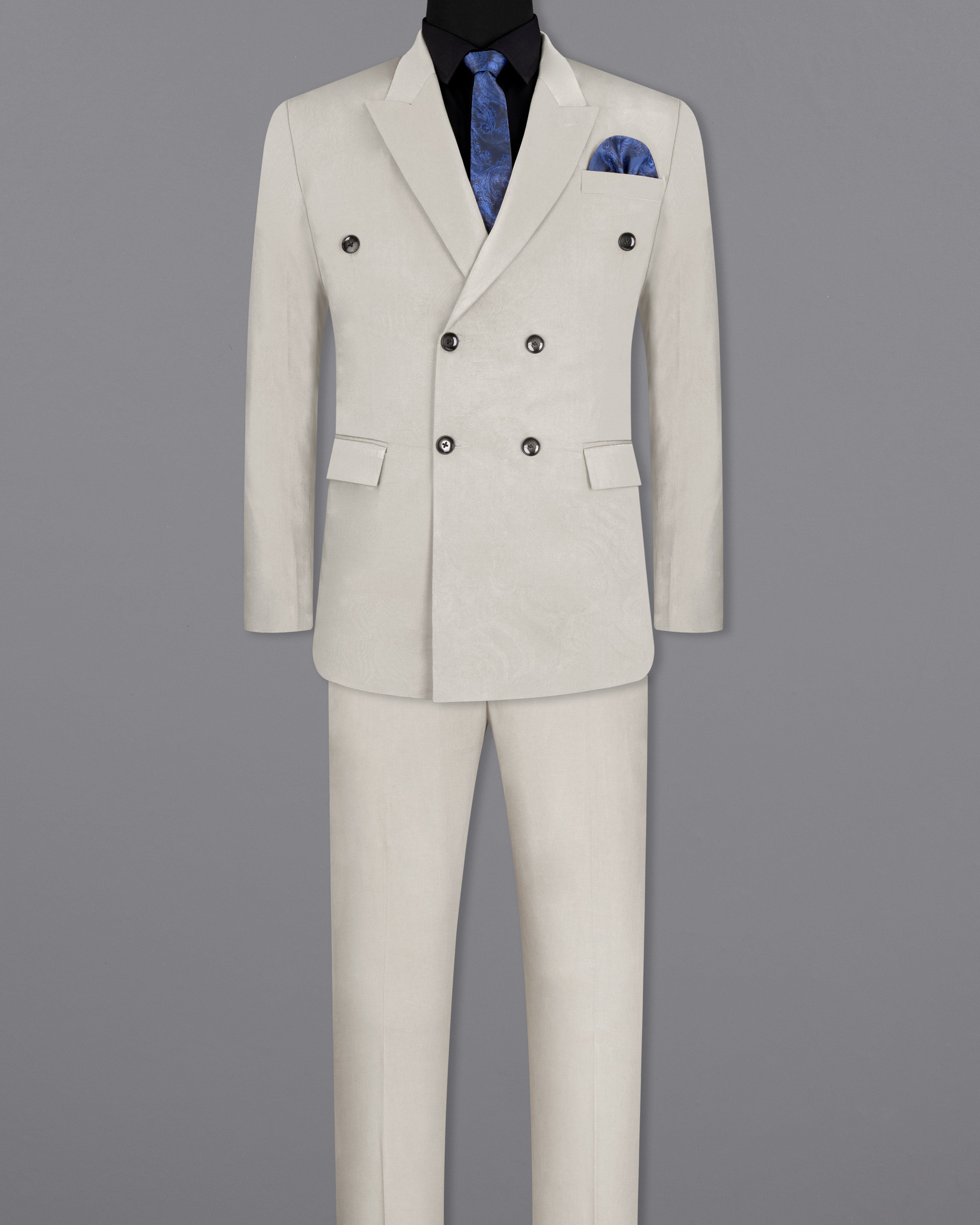 Sisal Light Gray Stretchable Double Breasted Premium Cotton traveler Suit ST2678-DB-36,ST2678-DB-38,ST2678-DB-40,ST2678-DB-42,ST2678-DB-44,ST2678-DB-46,ST2678-DB-48,ST2678-DB-50,ST2678-DB-52,ST2678-DB-54,ST2678-DB-56,ST2678-DB-58,ST2678-DB-60