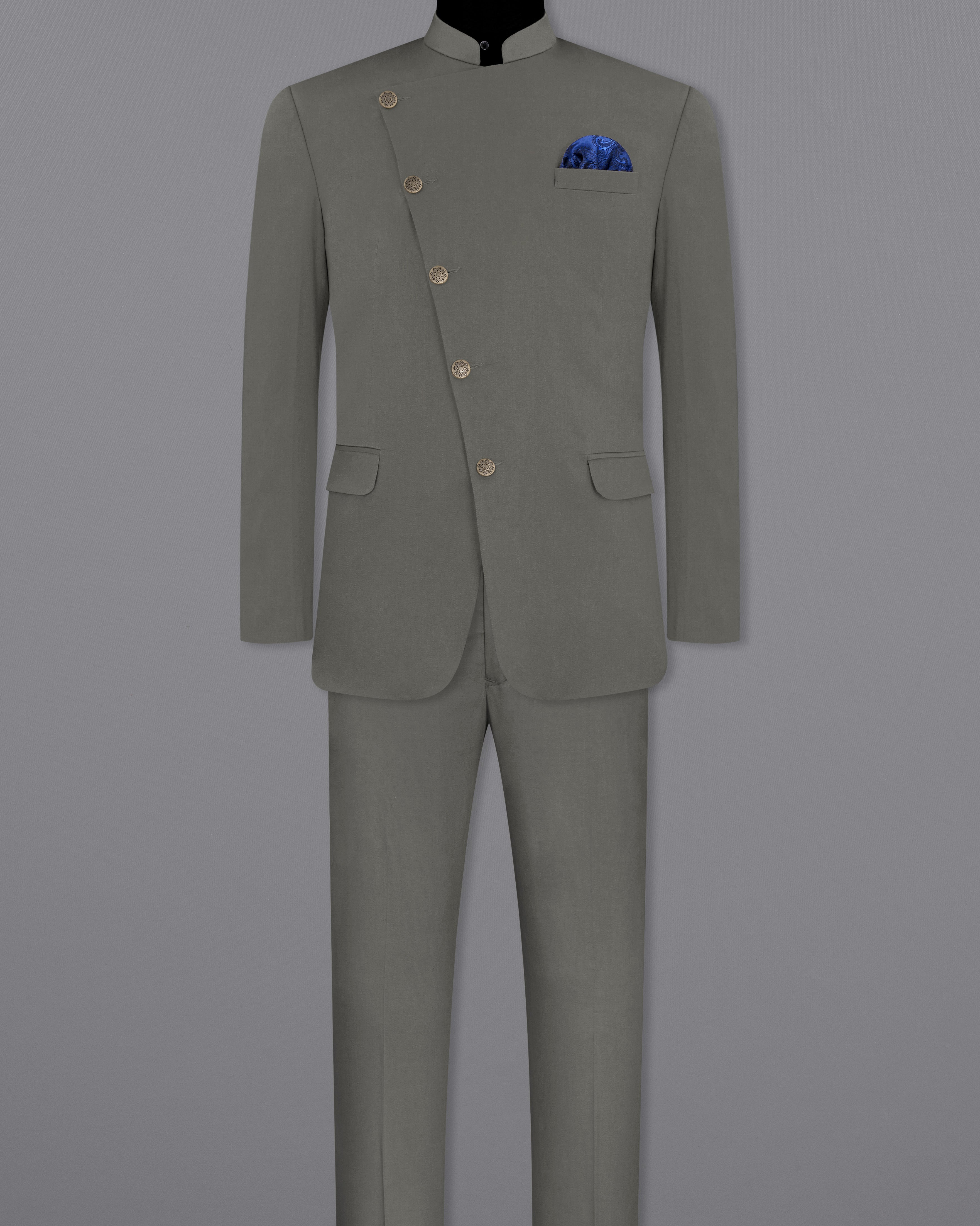 Ironside Gray Stretchable Cross Placket Bandhgala Premium Cotton traveler Suit ST2685-CBG-36, ST2685-CBG-38, ST2685-CBG-40, ST2685-CBG-42, ST2685-CBG-44, ST2685-CBG-46, ST2685-CBG-48, ST2685-CBG-50, ST2685-CBG-52, ST2685-CBG-54, ST2685-CBG-56, ST2685-CBG-58, ST2685-CBG-60