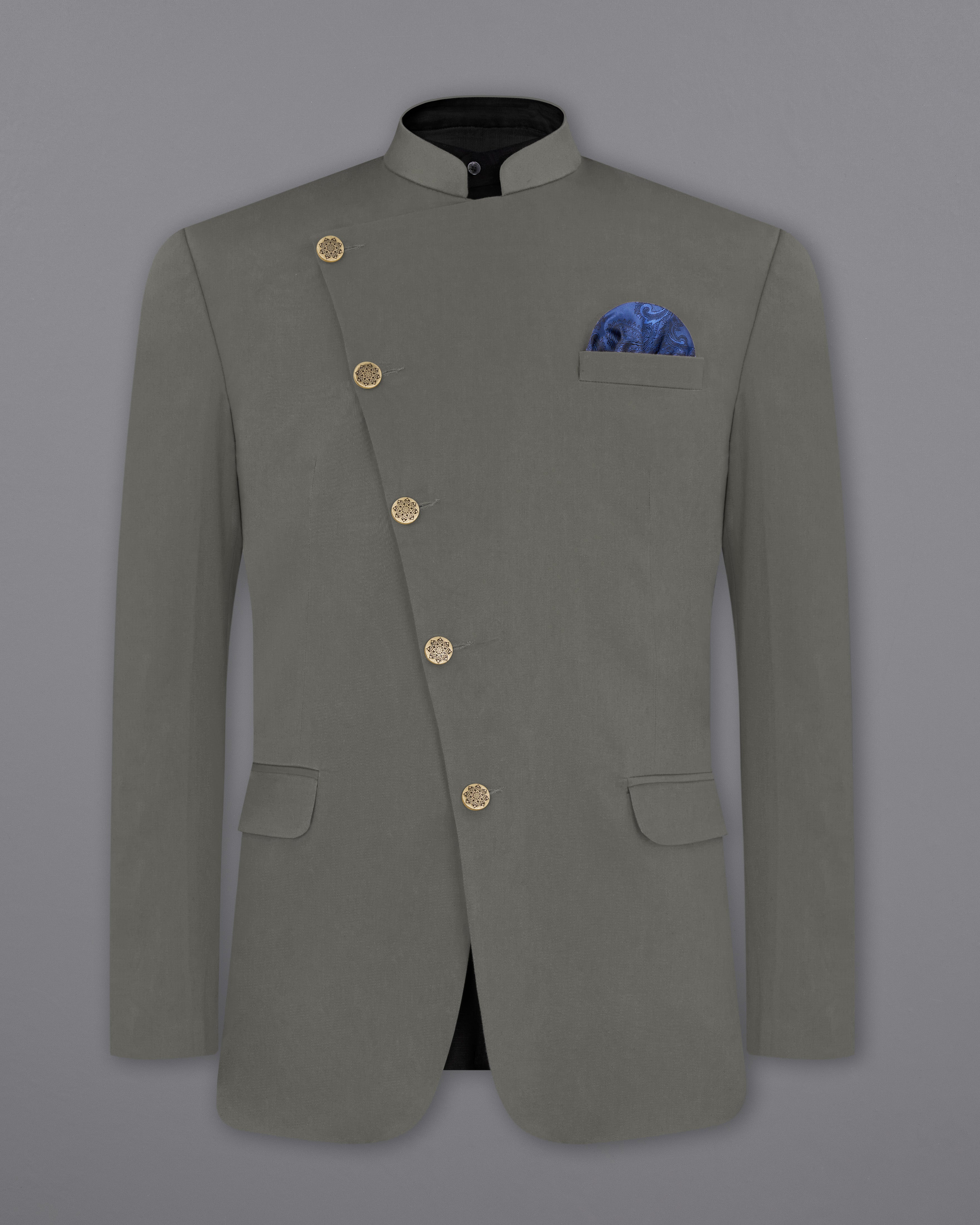 Ironside Gray Stretchable Cross Placket Bandhgala Premium Cotton traveler Suit ST2685-CBG-36, ST2685-CBG-38, ST2685-CBG-40, ST2685-CBG-42, ST2685-CBG-44, ST2685-CBG-46, ST2685-CBG-48, ST2685-CBG-50, ST2685-CBG-52, ST2685-CBG-54, ST2685-CBG-56, ST2685-CBG-58, ST2685-CBG-60