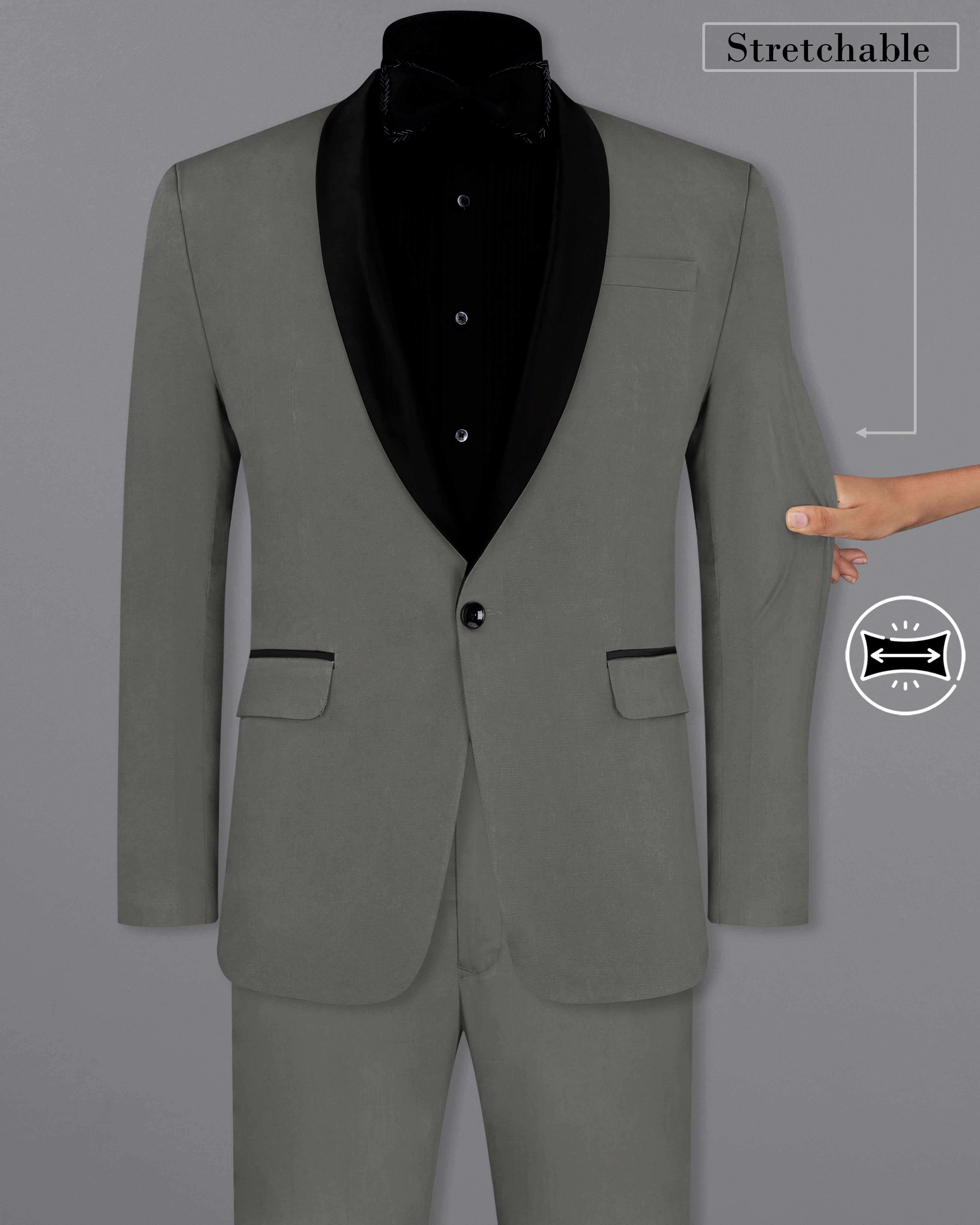 Ironside Gray Stretchable Tuxedo Premium Cotton traveler Suit ST2686-BKL-36,ST2686-BKL-38,ST2686-BKL-40,ST2686-BKL-42,ST2686-BKL-44,ST2686-BKL-46,ST2686-BKL-48,ST2686-BKL-50,ST2686-BKL-52,ST2686-BKL-54,ST2686-BKL-56,ST2686-BKL-58,ST2686-BKL-60