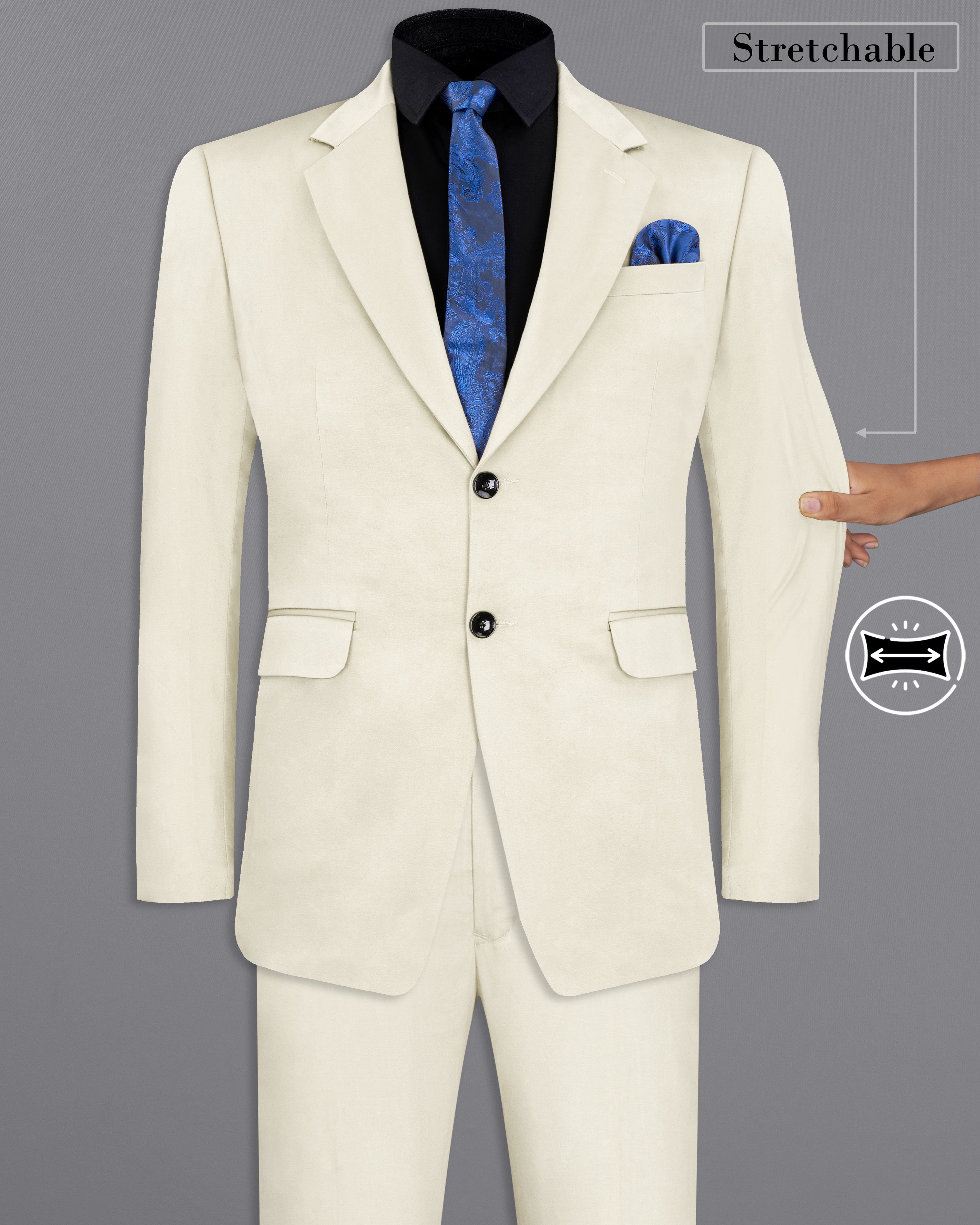 Merino Cream Stretchable Premium Cotton traveler Suit ST2687-SB-36,ST2687-SB-38,ST2687-SB-40,ST2687-SB-42,ST2687-SB-44,ST2687-SB-46,ST2687-SB-48,ST2687-SB-50,ST2687-SB-52,ST2687-SB-54,ST2687-SB-56,ST2687-SB-58,ST2687-SB-60