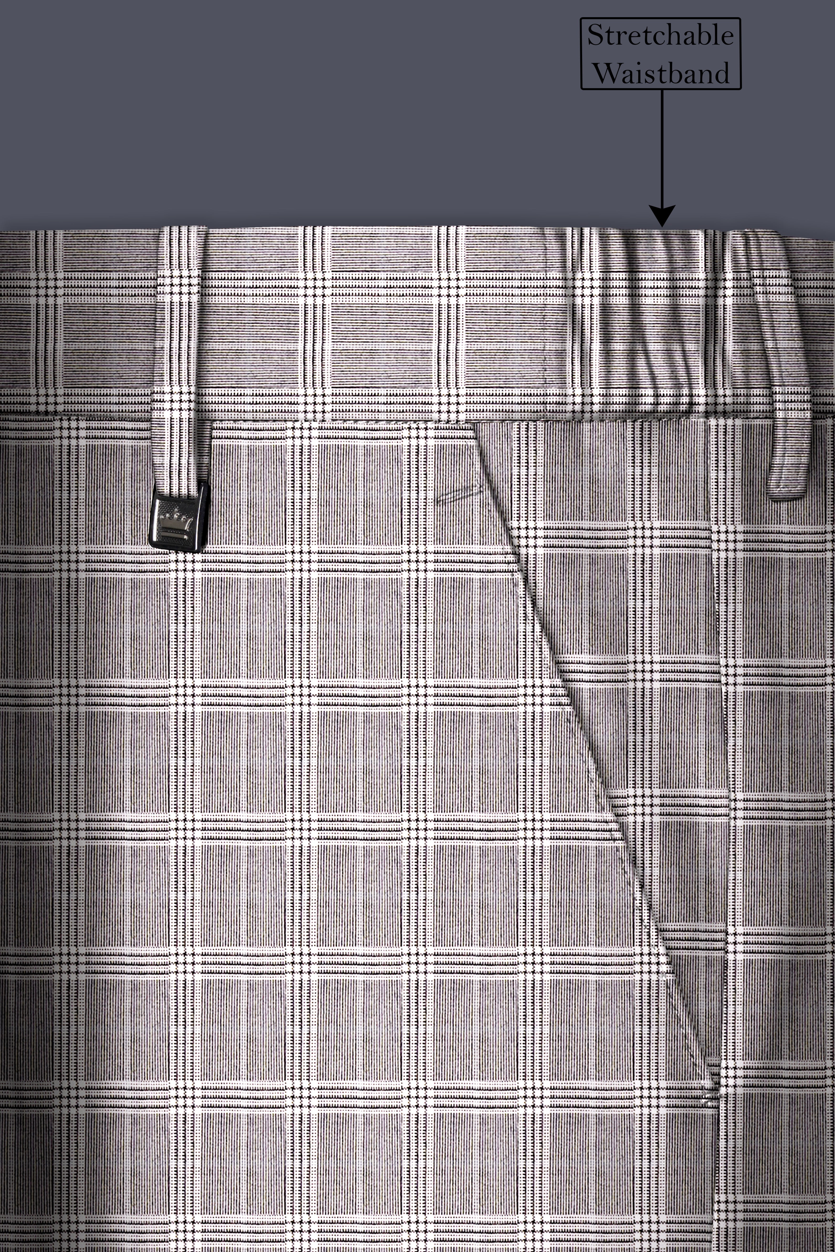 Bronco Gray and White Plaid Double Breasted Suit