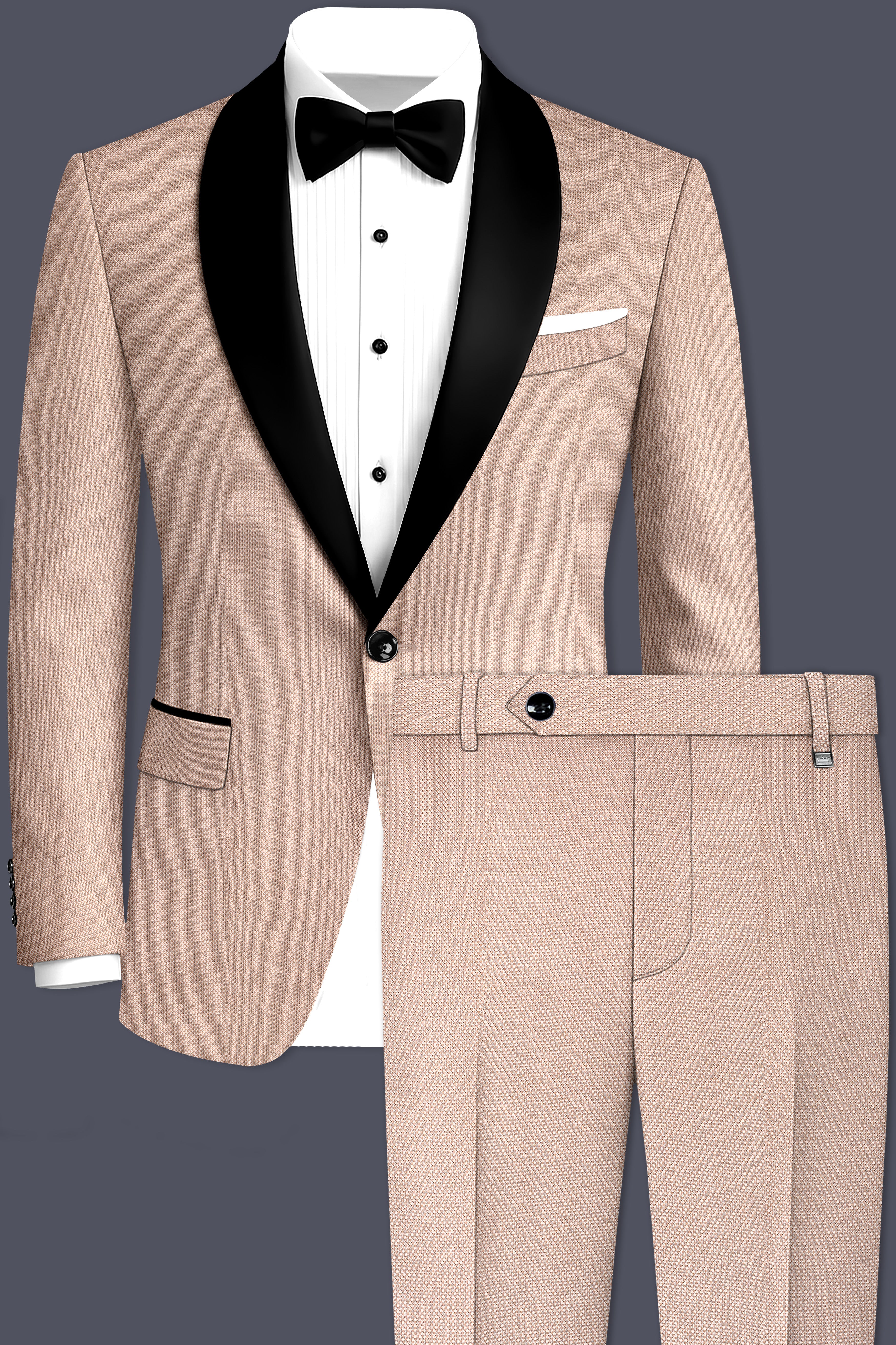 Thistle Brown Dobby Textured Tuxedo Suit