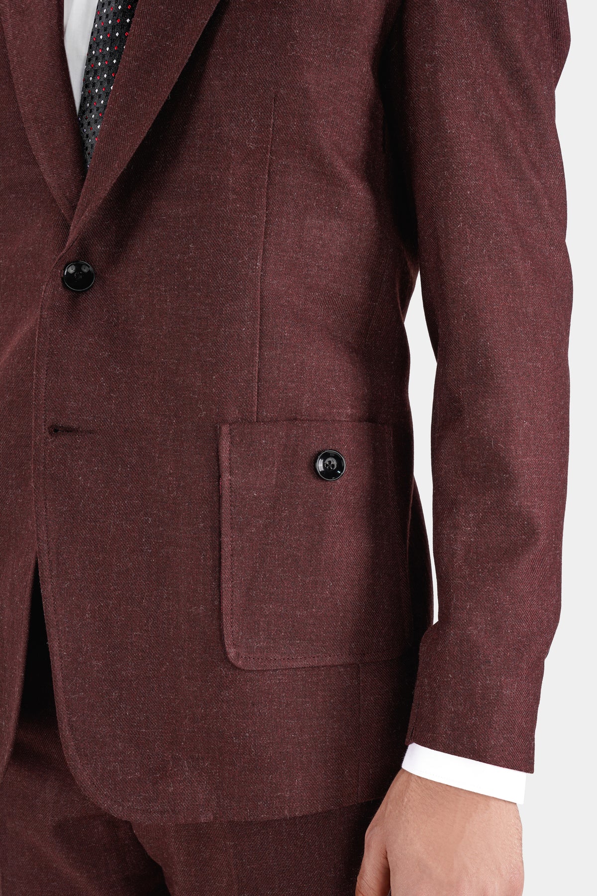 Noir Maroon Tweed Single Breasted Designer Blazer