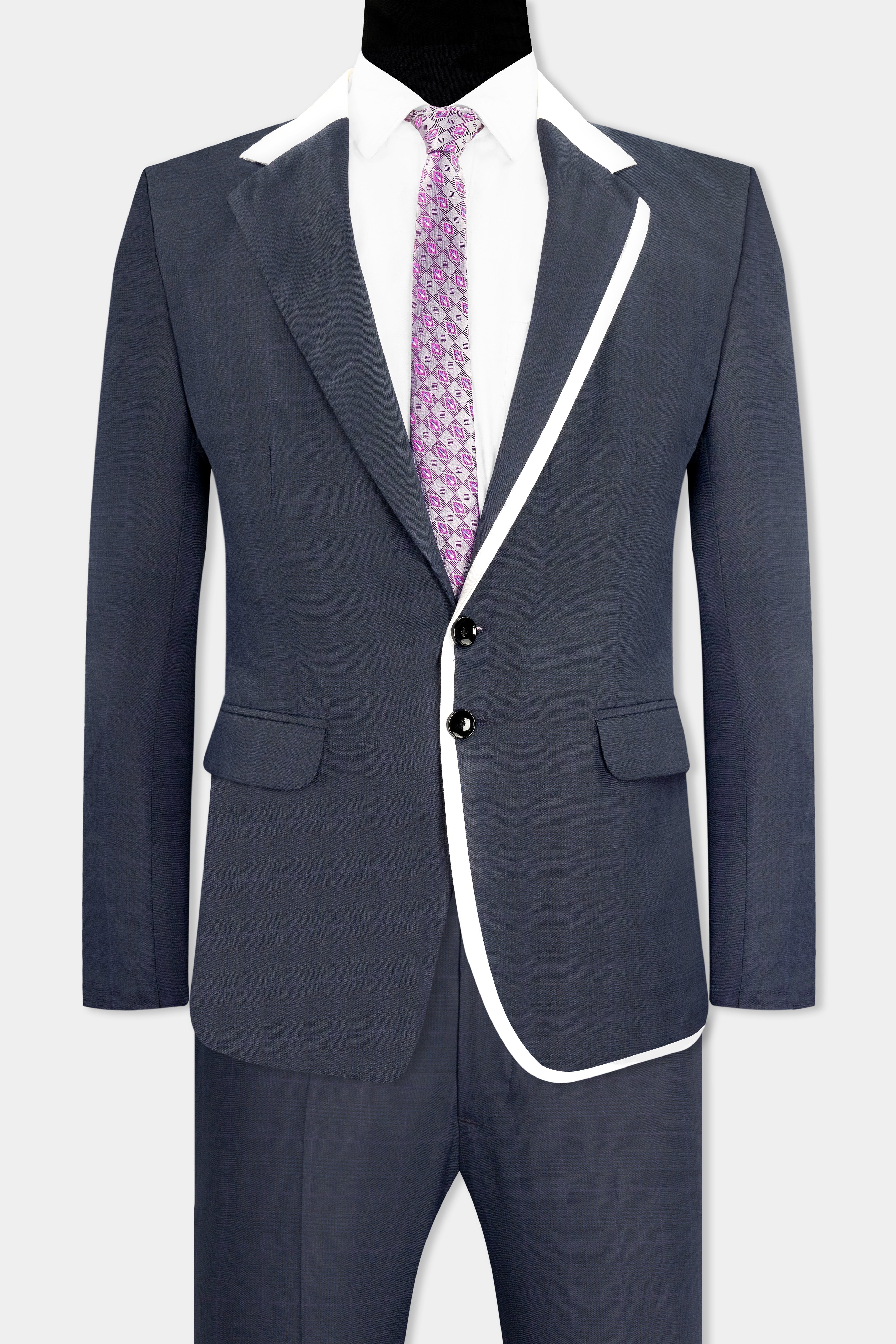 Baltic Blue with White Piping Work and Checkered Wool Rich Designer Suit ST2737-SB-D84-36,ST2737-SB-D84-38,ST2737-SB-D84-40,ST2737-SB-D84-42,ST2737-SB-D84-44,ST2737-SB-D84-46,ST2737-SB-D84-48,ST2737-SB-D84-50,ST2737-SB-D84-52,ST2737-SB-D84-54,ST2737-SB-D84-56,ST2737-SB-D84-58,ST2737-SB-D84-60