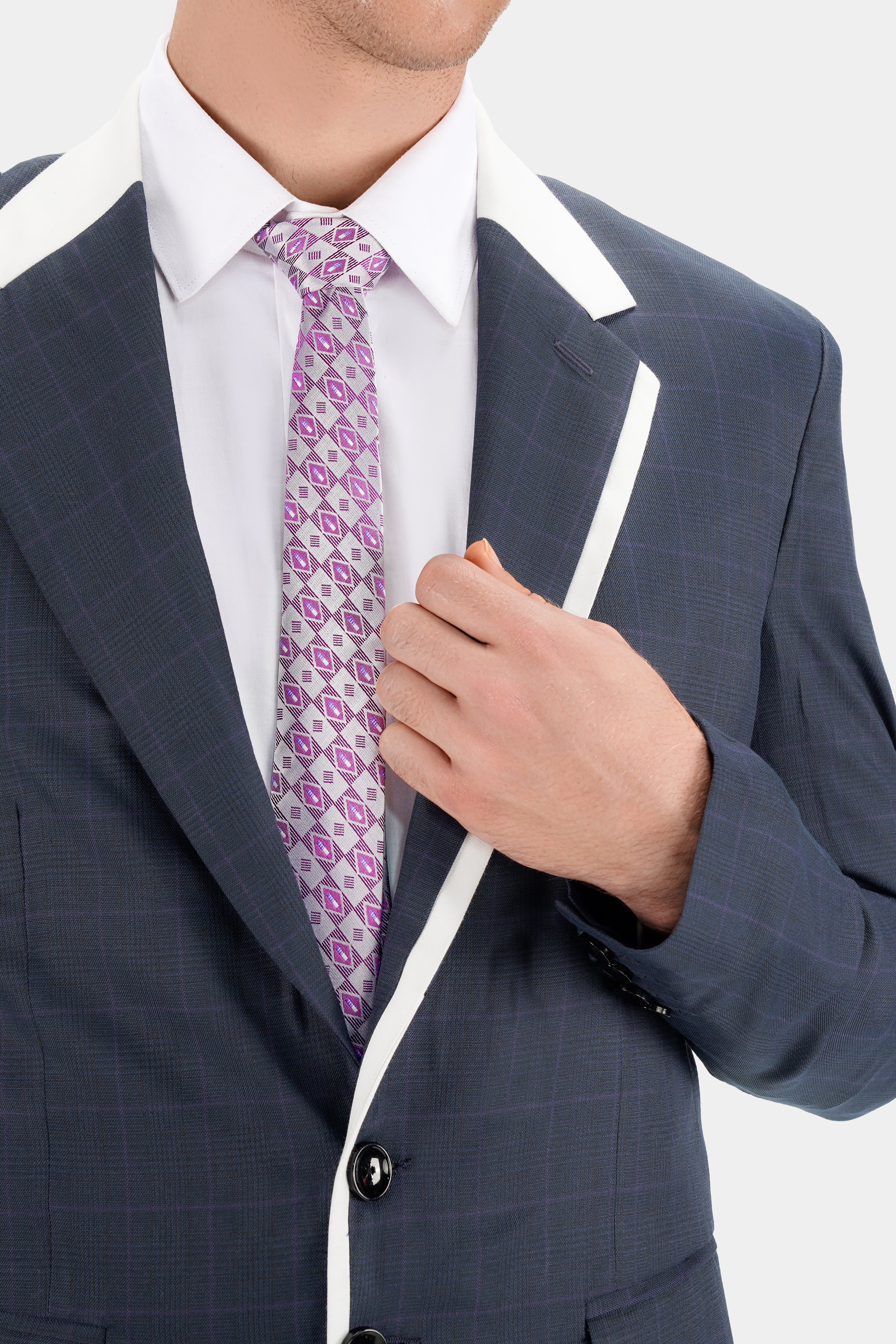 Baltic Blue with White Piping Work and Checkered Wool Rich Designer Suit ST2737-SB-D84-36,ST2737-SB-D84-38,ST2737-SB-D84-40,ST2737-SB-D84-42,ST2737-SB-D84-44,ST2737-SB-D84-46,ST2737-SB-D84-48,ST2737-SB-D84-50,ST2737-SB-D84-52,ST2737-SB-D84-54,ST2737-SB-D84-56,ST2737-SB-D84-58,ST2737-SB-D84-60