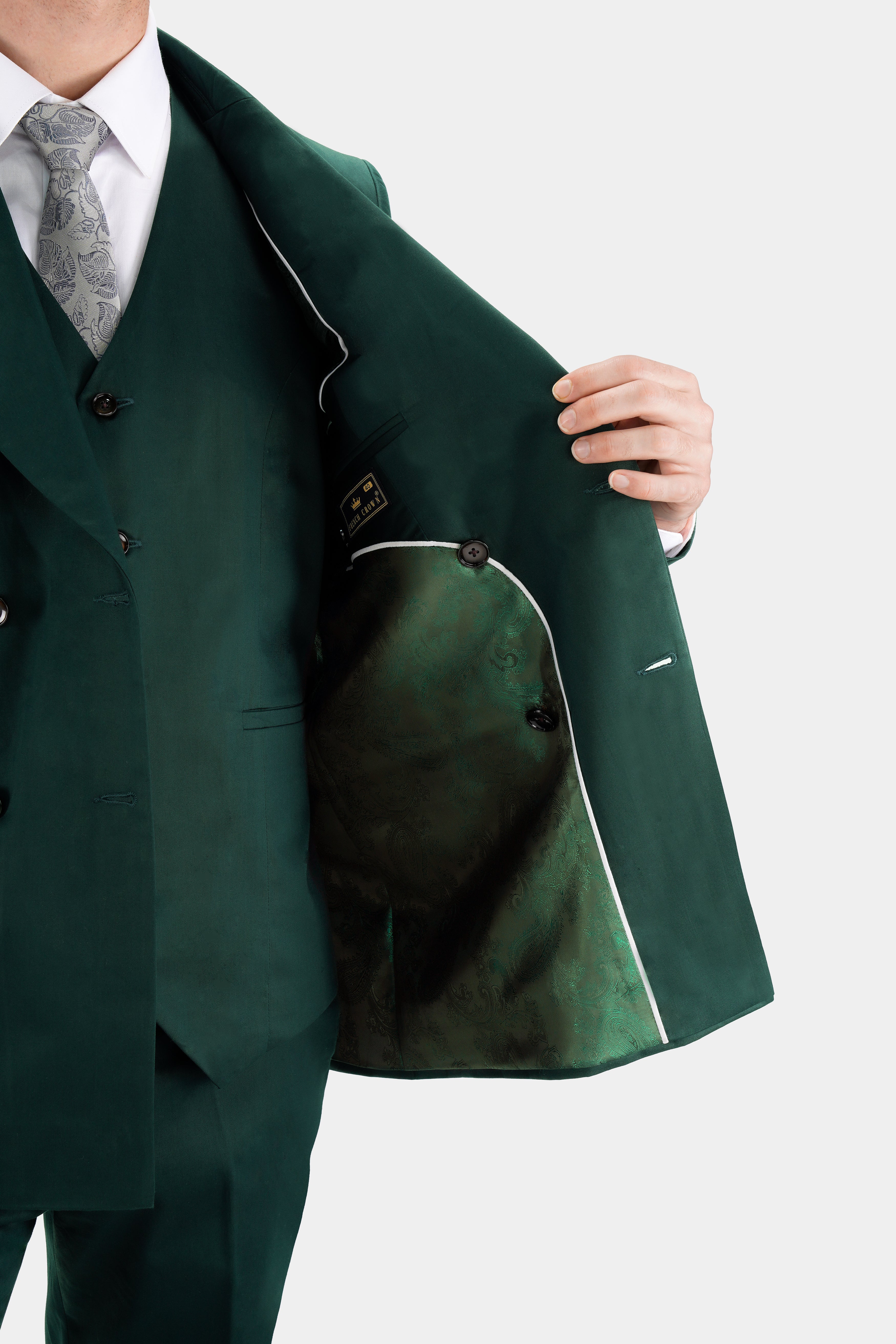 Dark Slate Green Premium Cotton Double Breasted Suit ST2739-DB-36,ST2739-DB-38,ST2739-DB-40,ST2739-DB-42,ST2739-DB-44,ST2739-DB-46,ST2739-DB-48,ST2739-DB-50,ST2739-DB-52,ST2739-DB-54,ST2739-DB-56,ST2739-DB-58,ST2739-DB-60