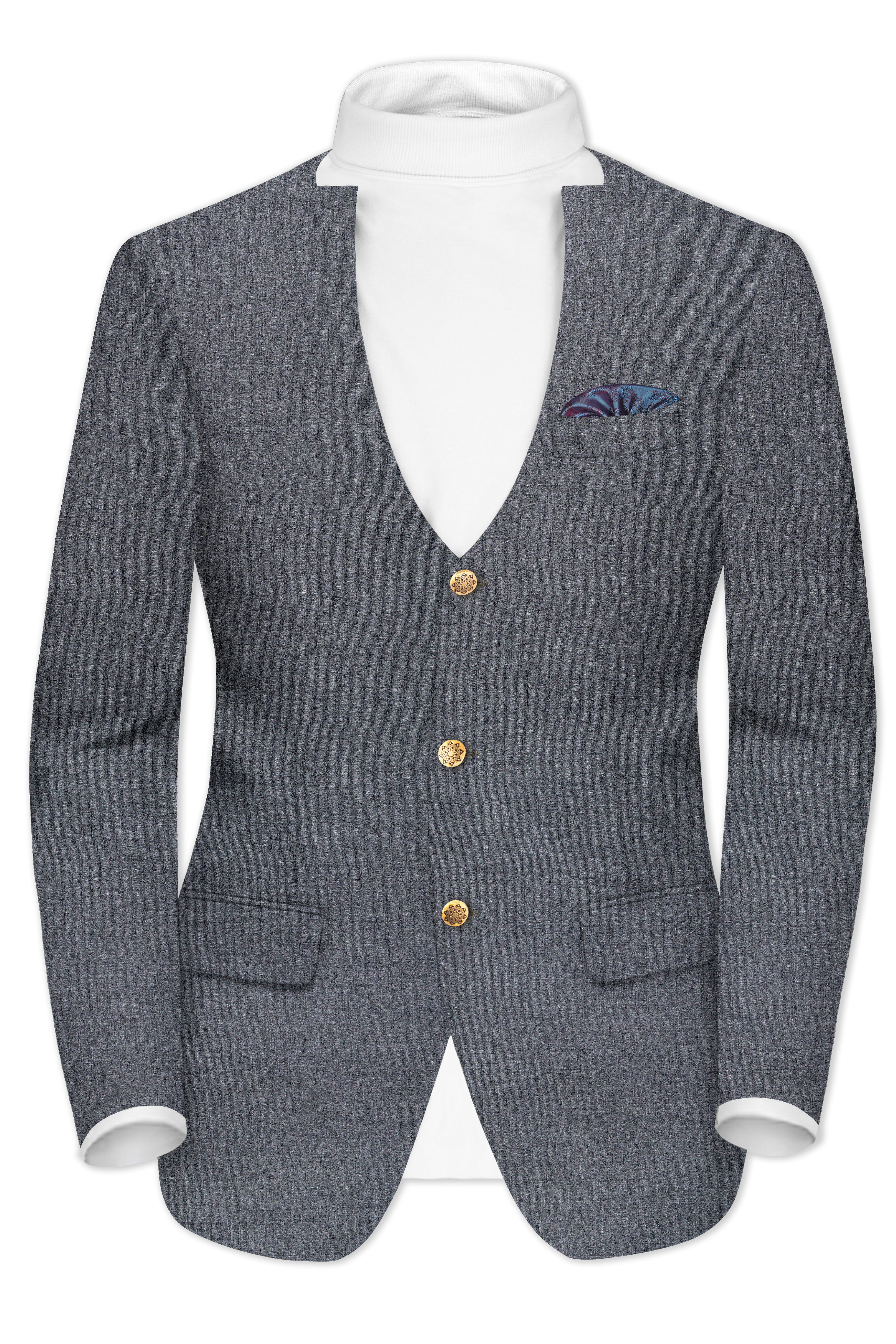 Fuscous Gray Wool Rich Single Breasted Designer Suit