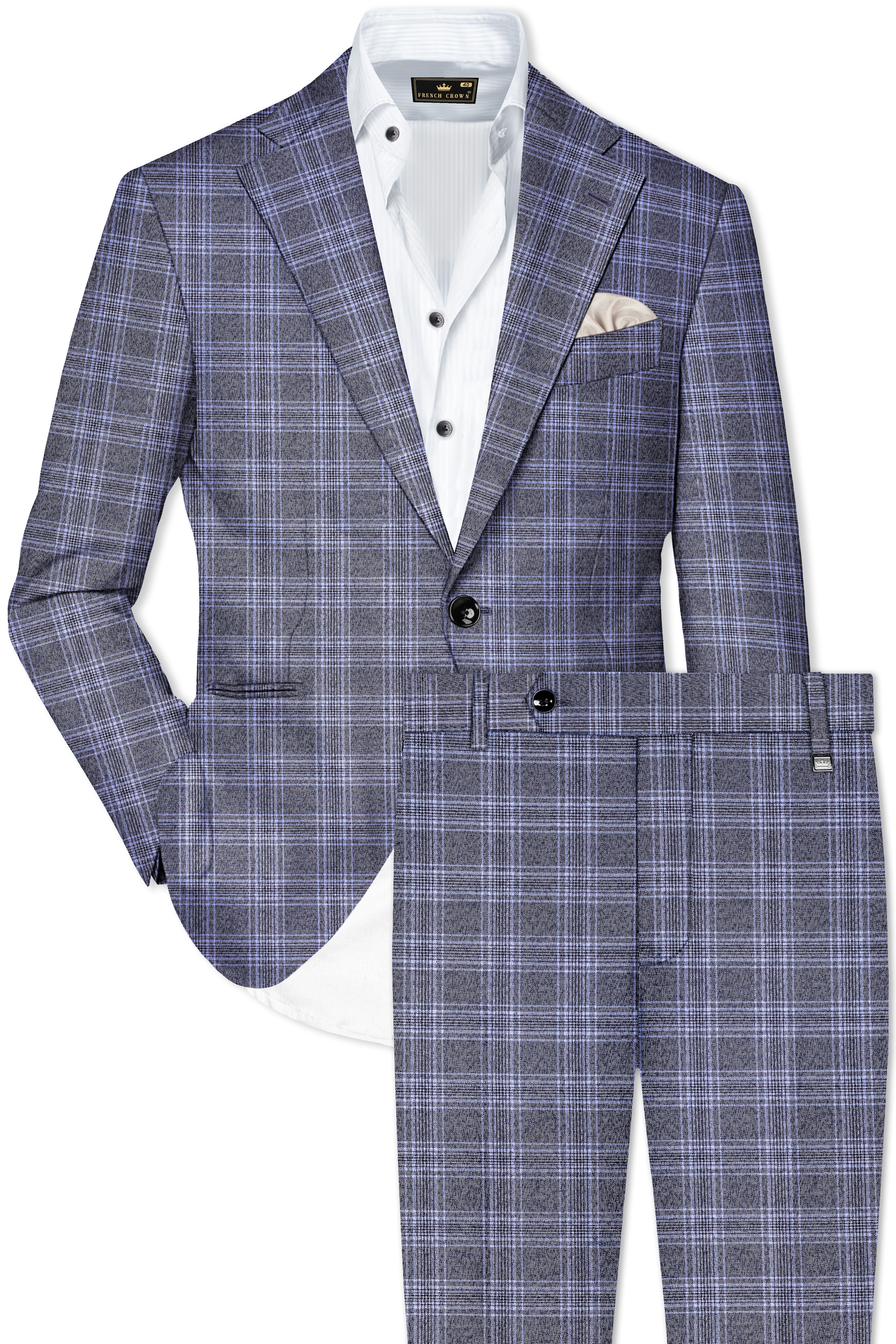 Ironside and Casper Gray Plaid Wool Rich Single Breasted Suit