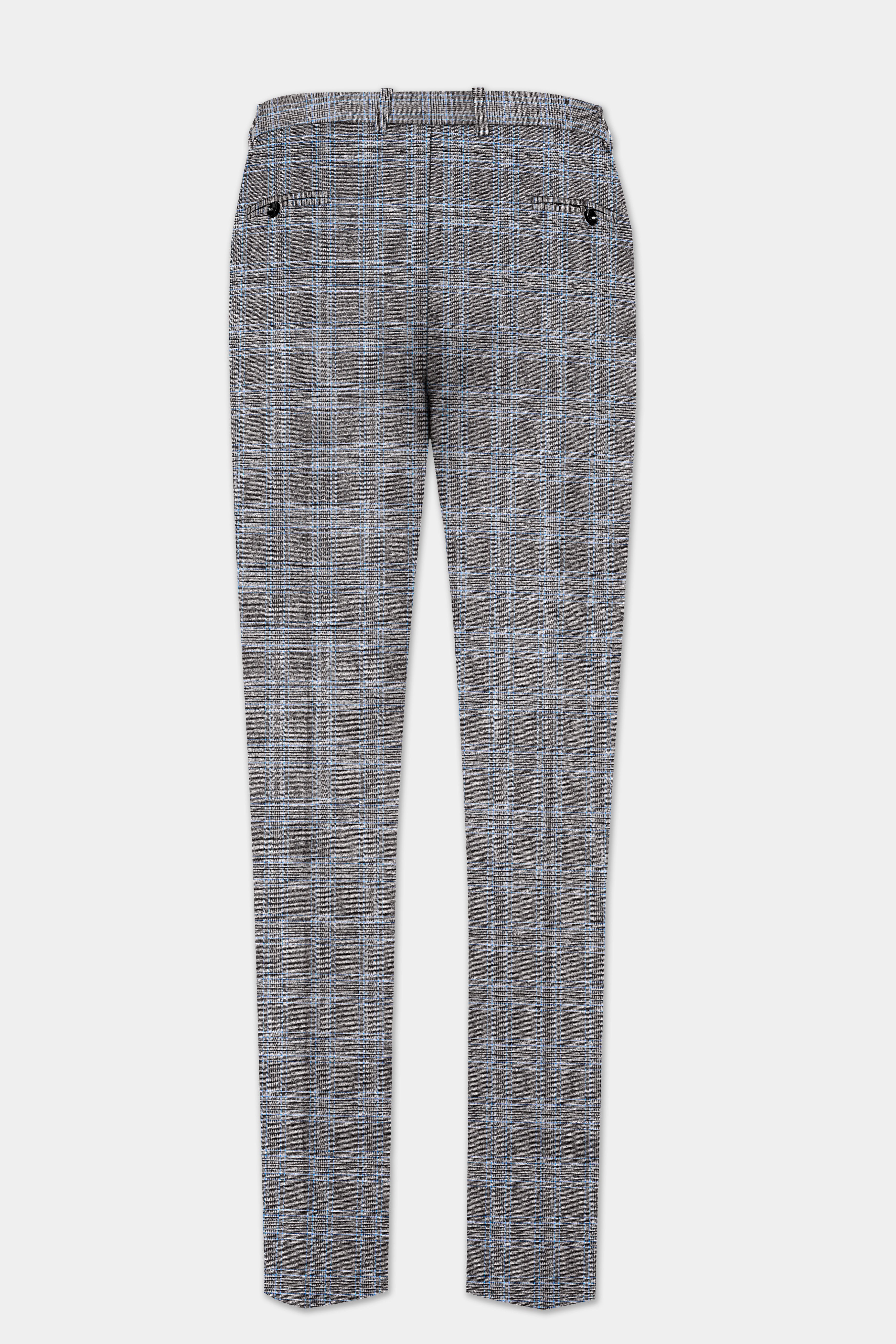 Dorado Blue with Casper Gray Plaid Wool Rich Single Breasted Suit