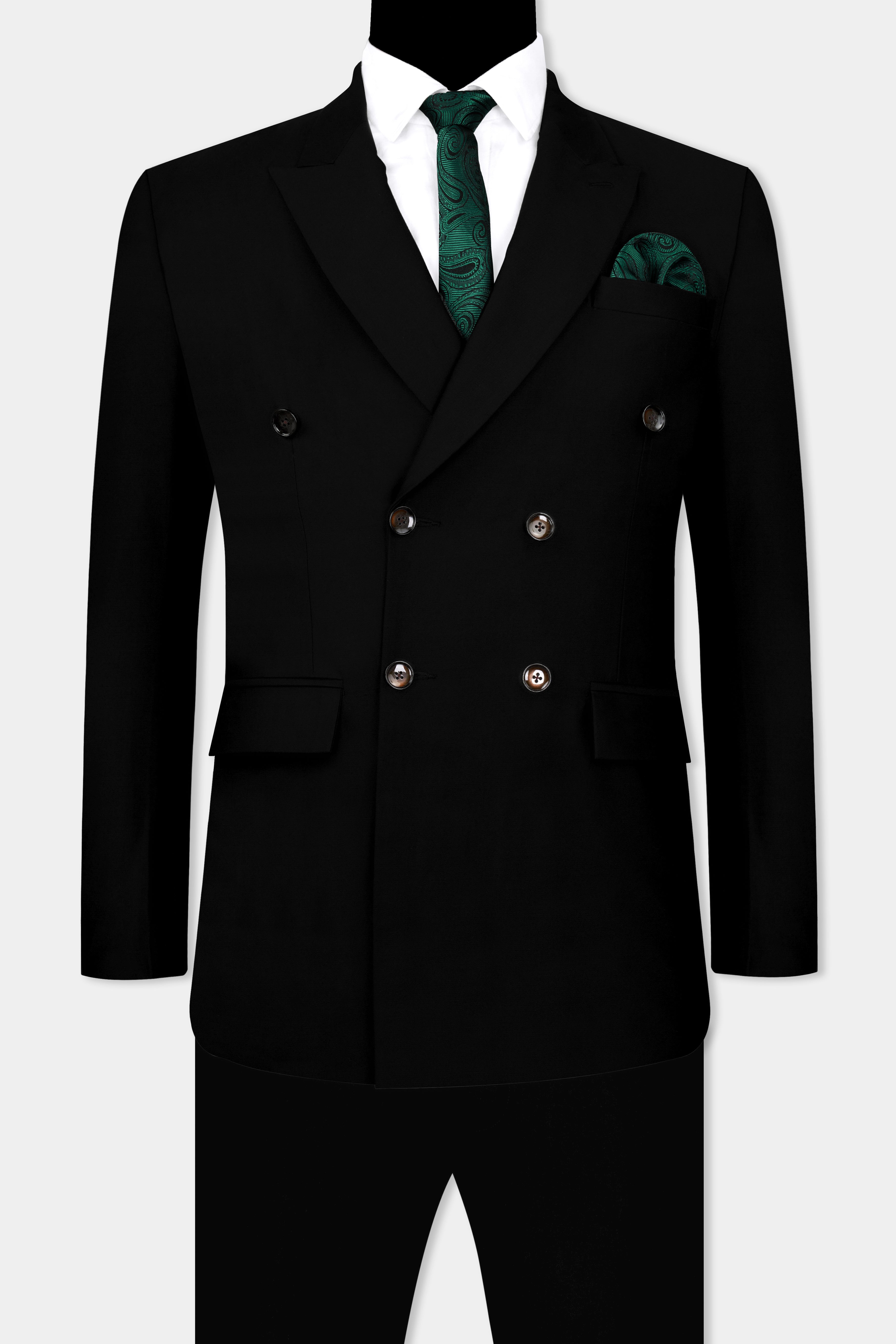 Jade Black Wool Rich Stretchable Double Breasted traveler Suit ST2749-DB-36,ST2749-DB-38,ST2749-DB-40,ST2749-DB-42,ST2749-DB-44,ST2749-DB-46,ST2749-DB-48,ST2749-DB-50,ST2749-DB-52,ST2749-DB-54,ST2749-DB-56,ST2749-DB-58,ST2749-DB-60