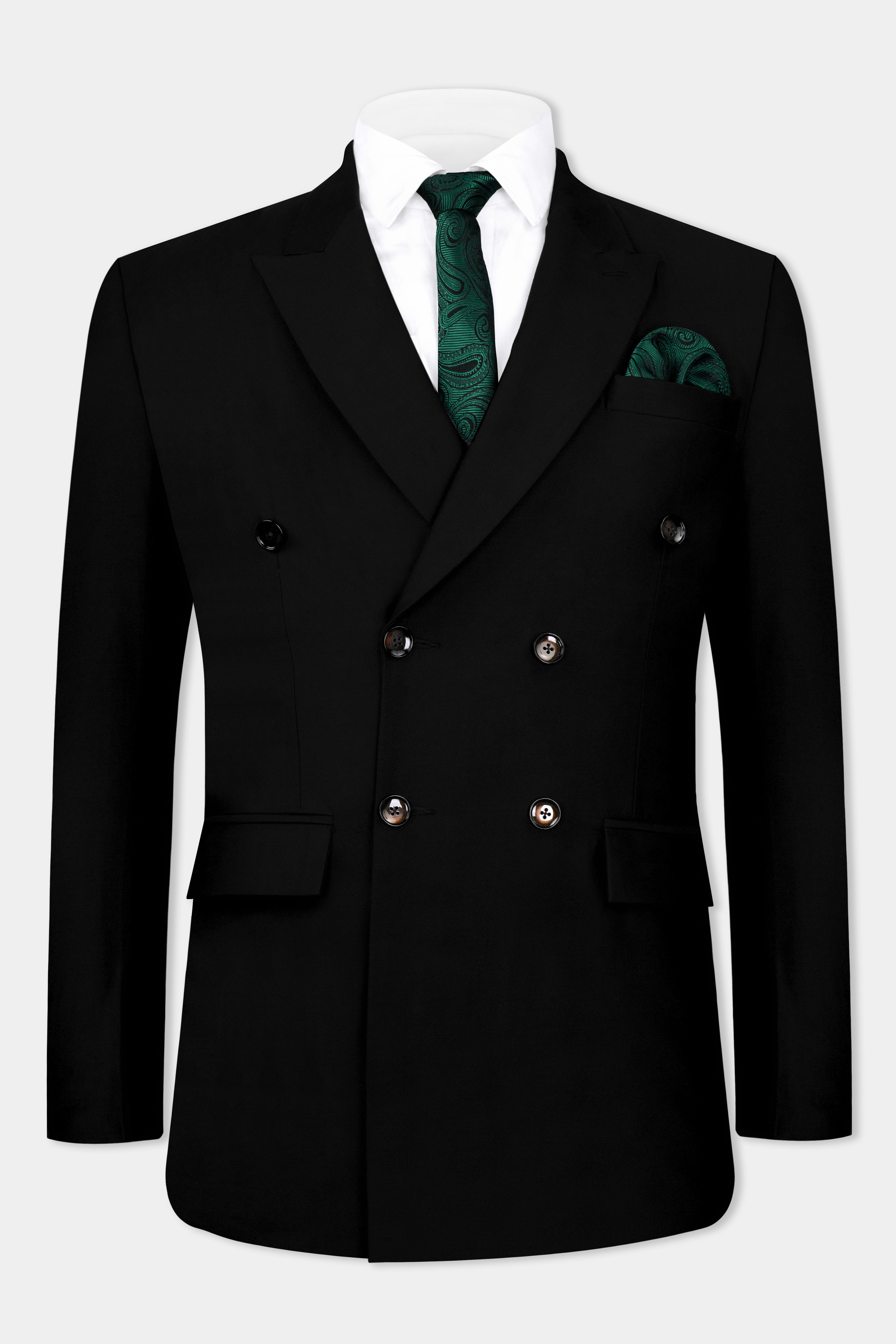 Jade Black Wool Rich Stretchable Double Breasted traveler Suit ST2749-DB-36,ST2749-DB-38,ST2749-DB-40,ST2749-DB-42,ST2749-DB-44,ST2749-DB-46,ST2749-DB-48,ST2749-DB-50,ST2749-DB-52,ST2749-DB-54,ST2749-DB-56,ST2749-DB-58,ST2749-DB-60