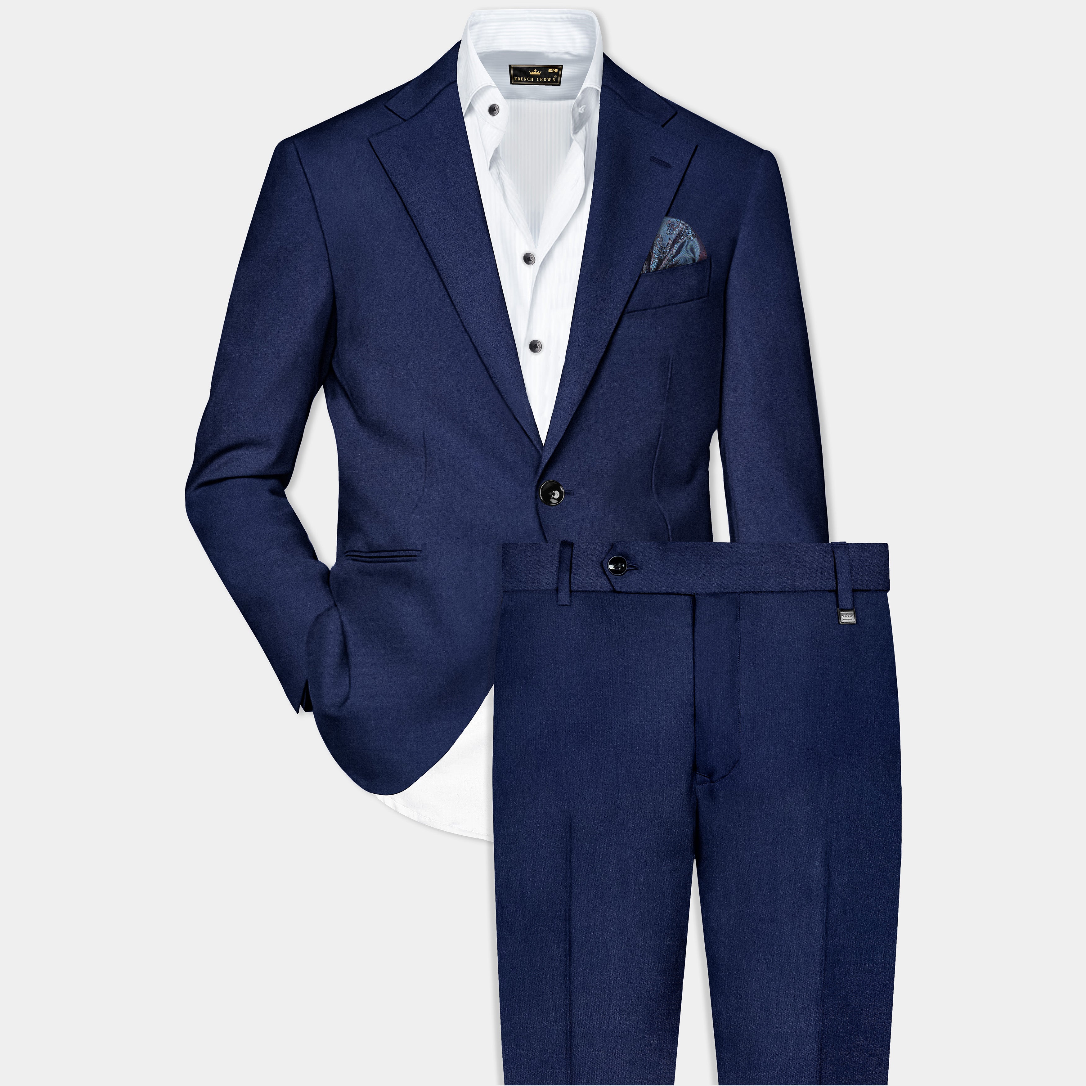 Midnight Blue Wool Rich Single Breasted Suit
