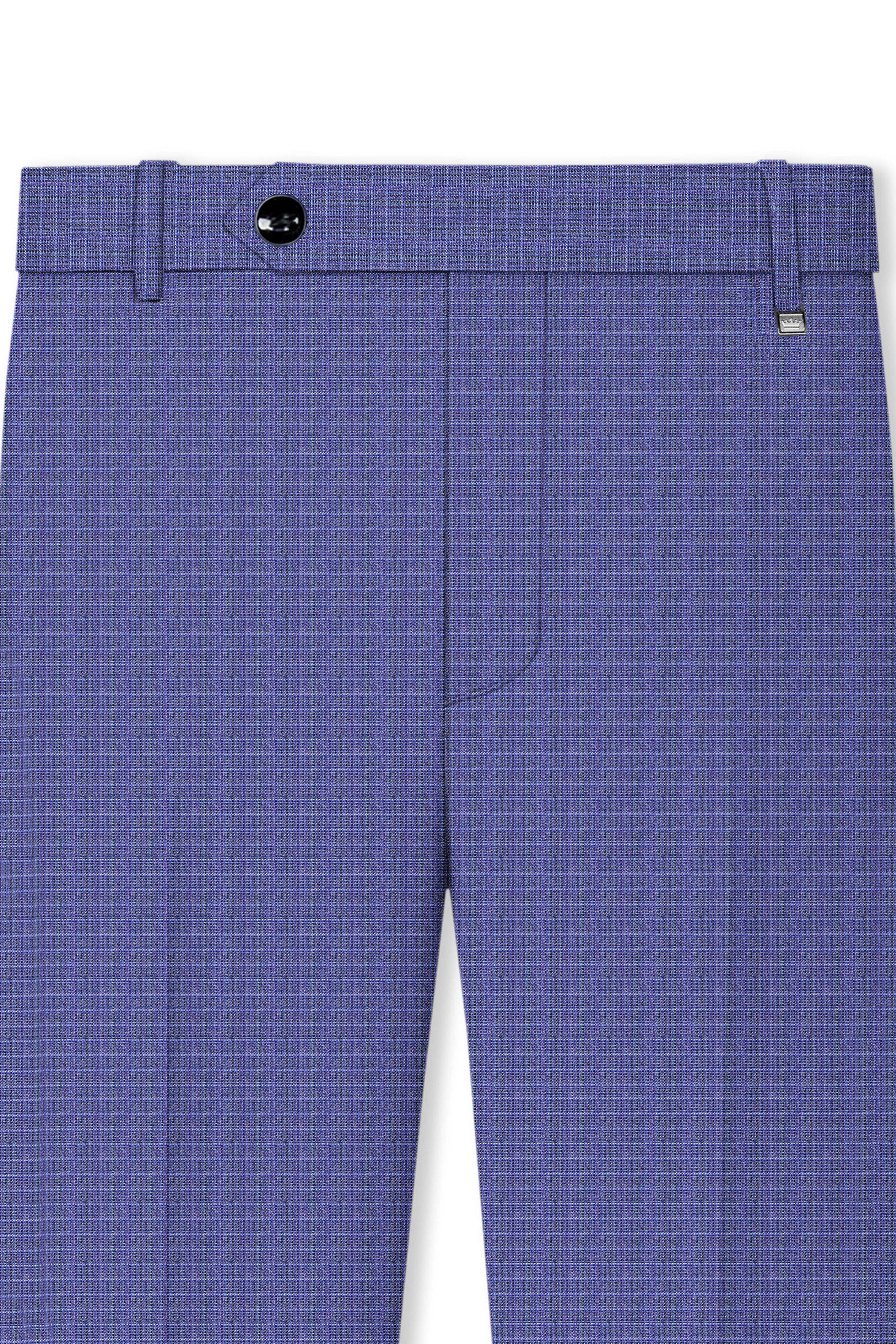Twilight Blue Checkered Double Breasted Wool Rich Suit