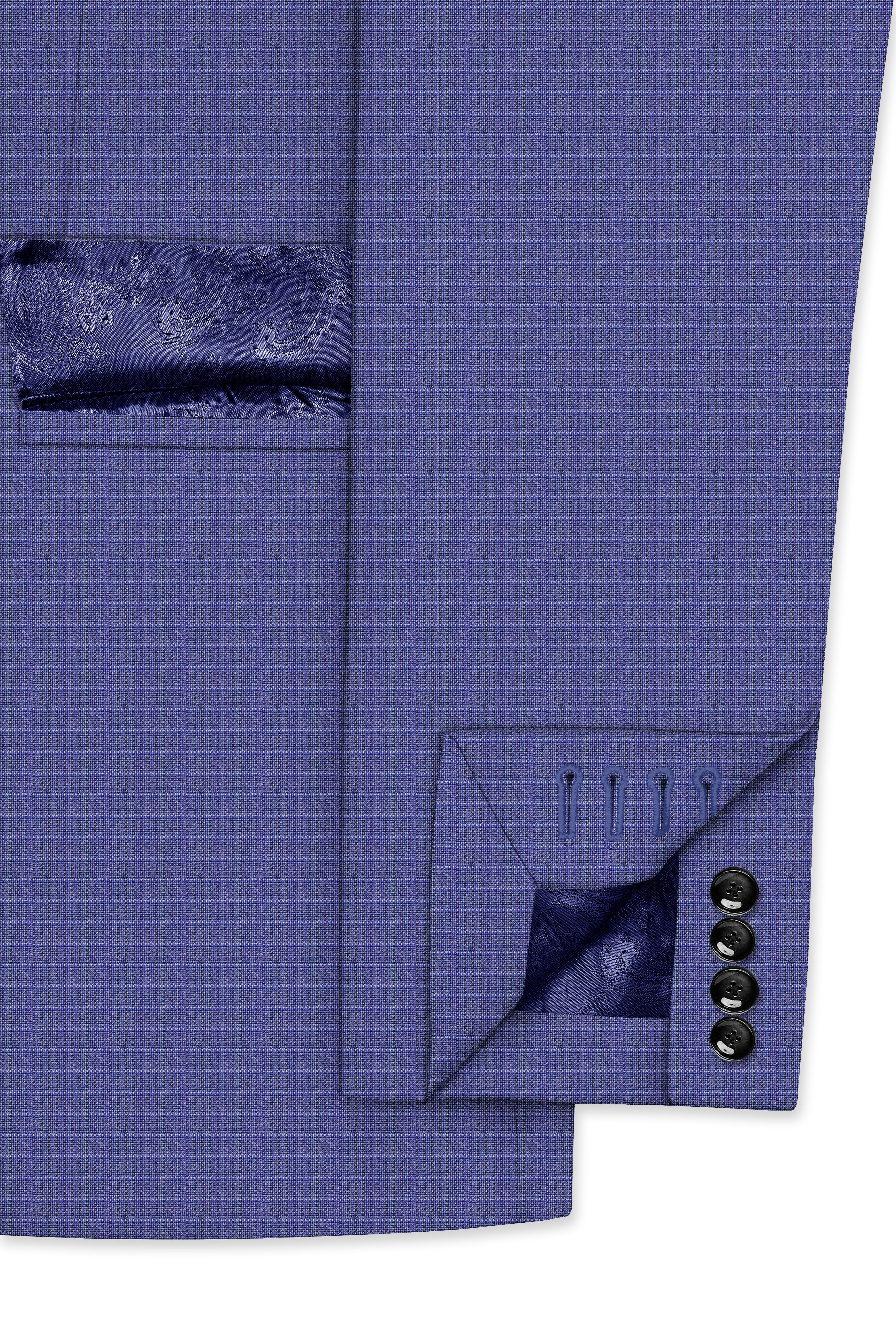 Twilight Blue Checkered Double Breasted Wool Rich Suit