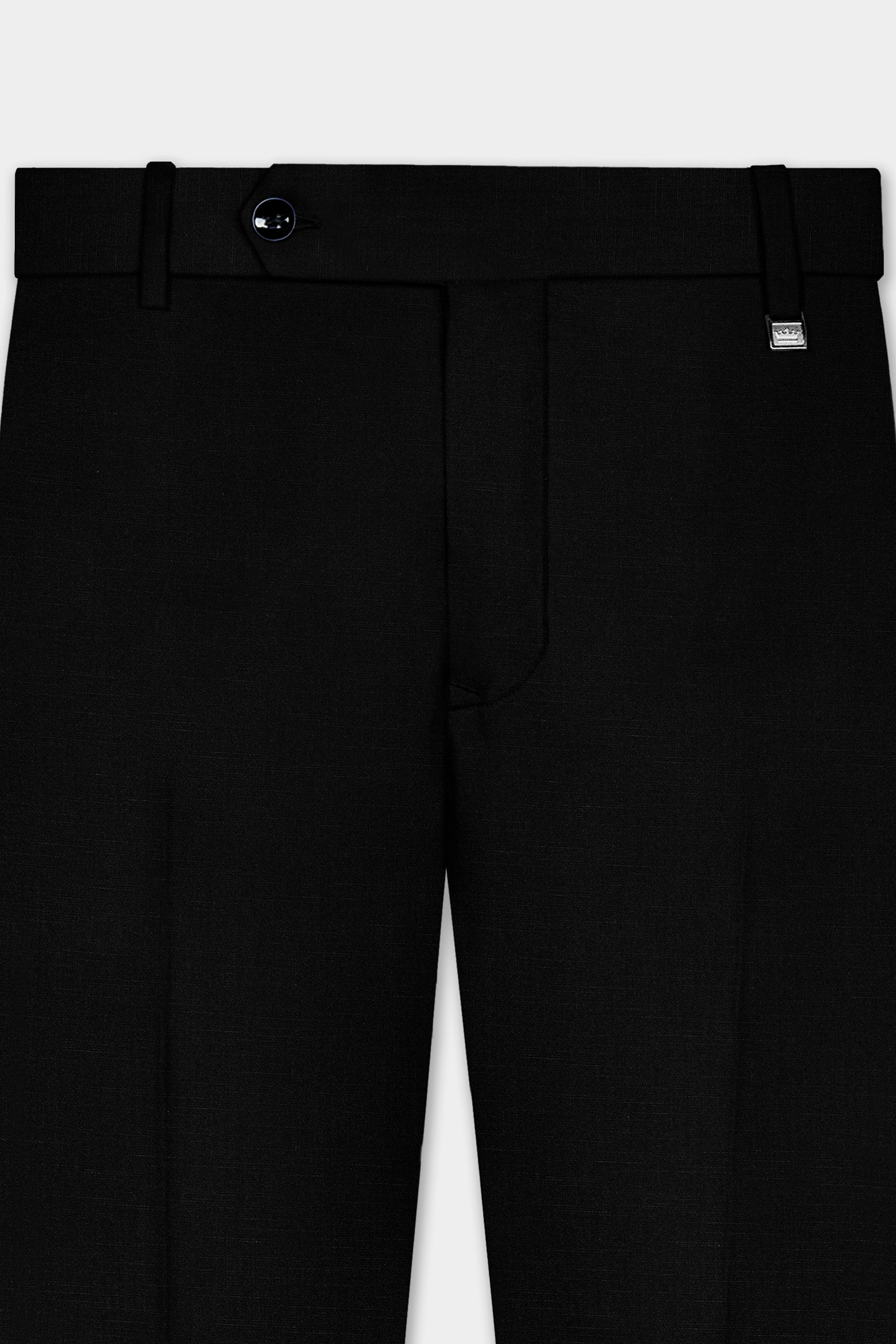 Half Solid Black and Half Tikki Stretchable Work Wool Rich Designer Suit