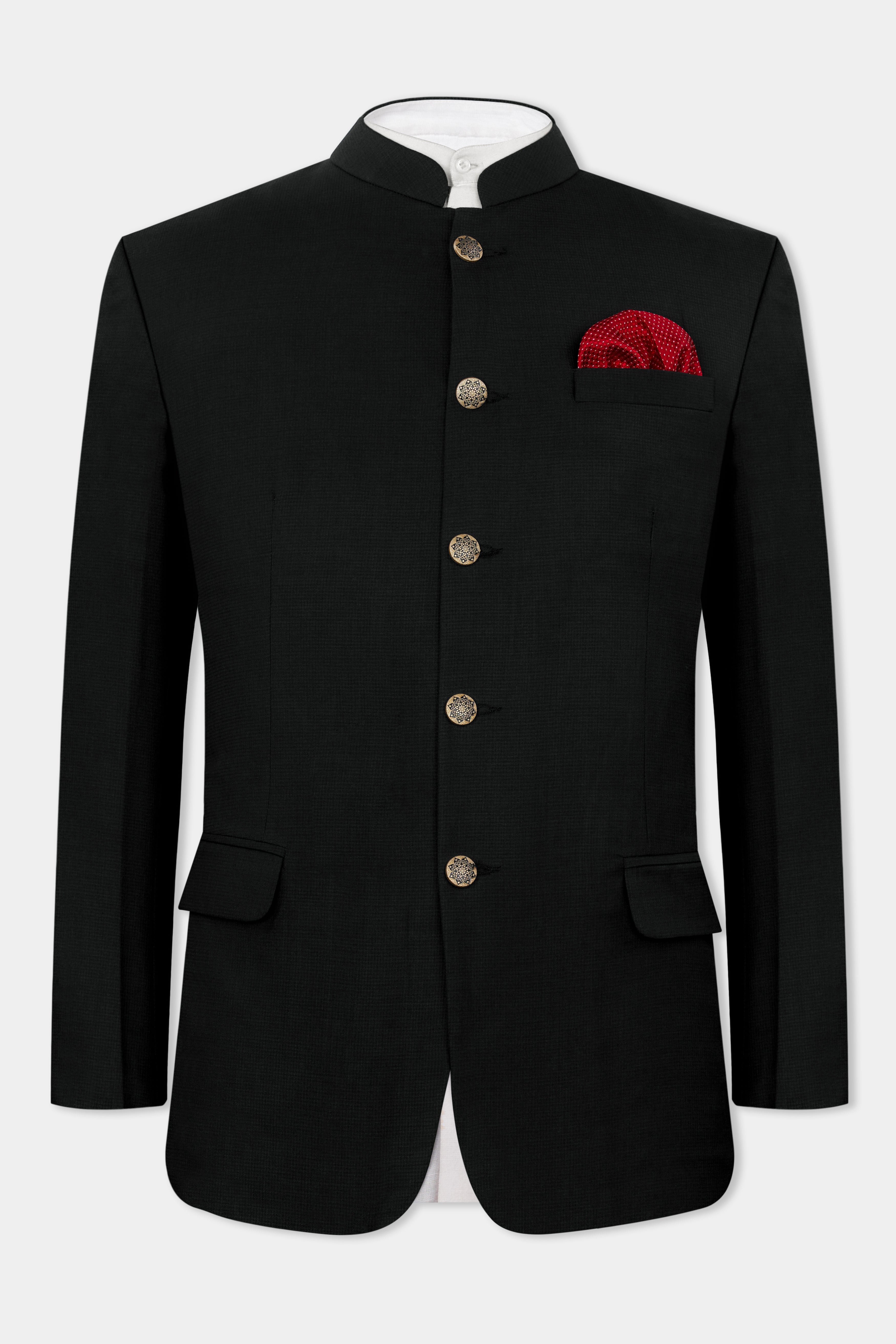 Jade Black Wool Rich Bandhgala Suit ST2818-BG-36,ST2818-BG-38,ST2818-BG-40,ST2818-BG-42,ST2818-BG-44,ST2818-BG-46,ST2818-BG-48,ST2818-BG-50,ST2818-BG-52,ST2818-BG-54,ST2818-BG-56,ST2818-BG-58,ST2818-BG-60