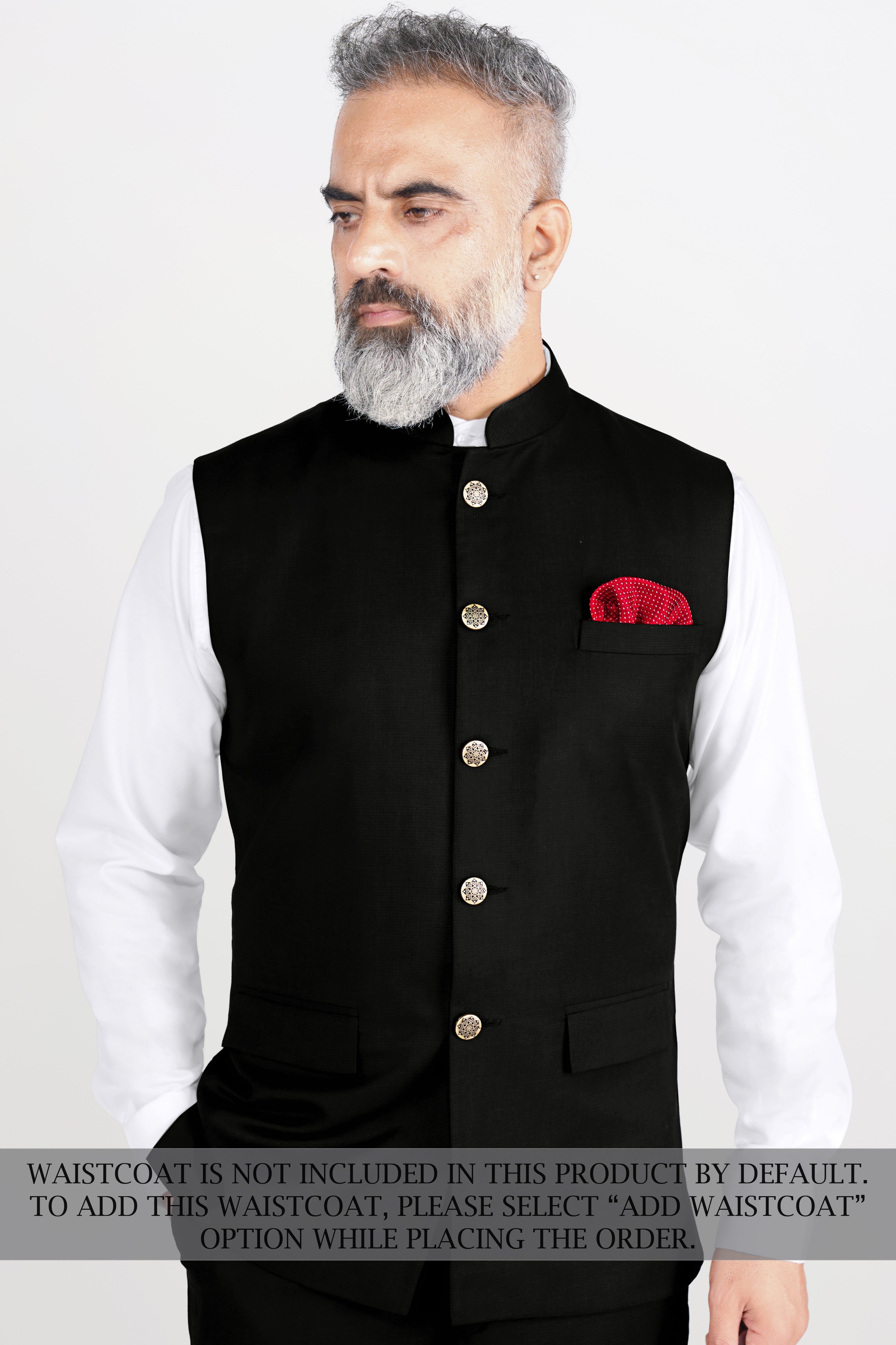 Jade Black Wool Rich Bandhgala Suit