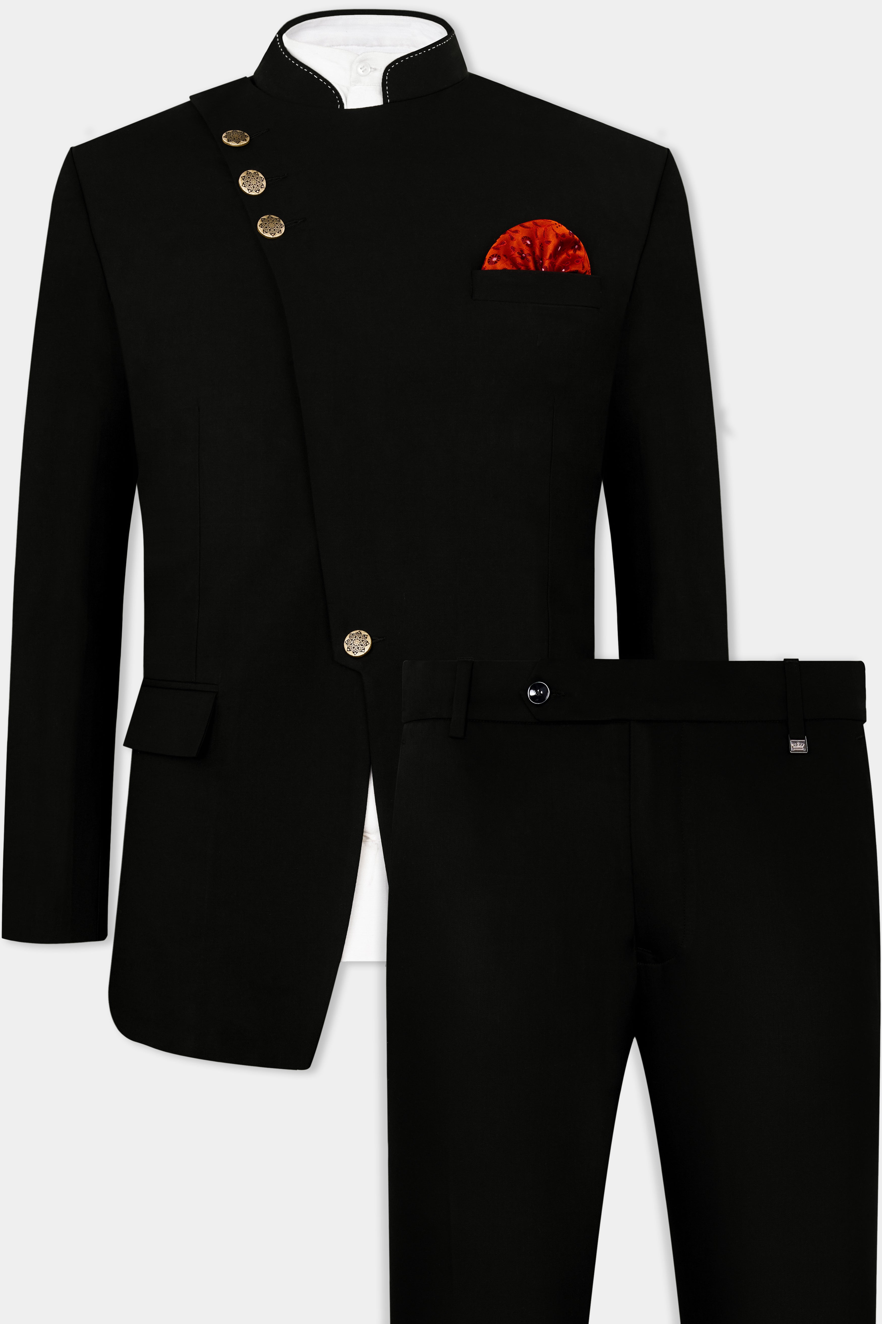 Jade Black Wool Rich Cross Buttoned Bandhgala Designer Stretchable Traveler Suit ST2819-CBG-D171-36,ST2819-CBG-D171-38,ST2819-CBG-D171-40,ST2819-CBG-D171-42,ST2819-CBG-D171-44,ST2819-CBG-D171-46,ST2819-CBG-D171-48,ST2819-CBG-D171-50,ST2819-CBG-D171-52,ST2819-CBG-D171-54,ST2819-CBG-D171-56,ST2819-CBG-D171-58,ST2819-CBG-D171-60