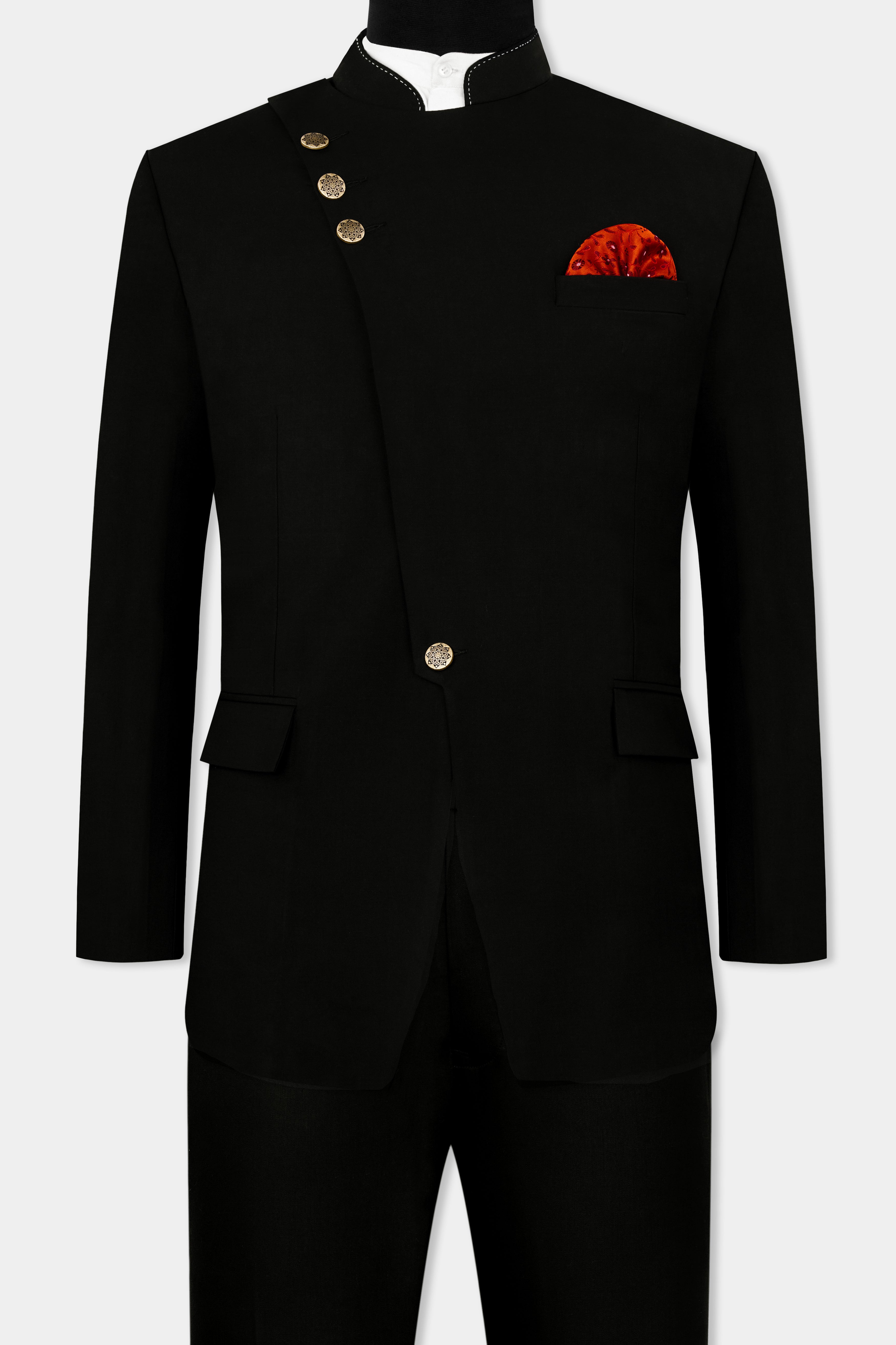 Jade Black Wool Rich Cross Buttoned Bandhgala Designer Stretchable Traveler Suit ST2819-CBG-D171-36,ST2819-CBG-D171-38,ST2819-CBG-D171-40,ST2819-CBG-D171-42,ST2819-CBG-D171-44,ST2819-CBG-D171-46,ST2819-CBG-D171-48,ST2819-CBG-D171-50,ST2819-CBG-D171-52,ST2819-CBG-D171-54,ST2819-CBG-D171-56,ST2819-CBG-D171-58,ST2819-CBG-D171-60
