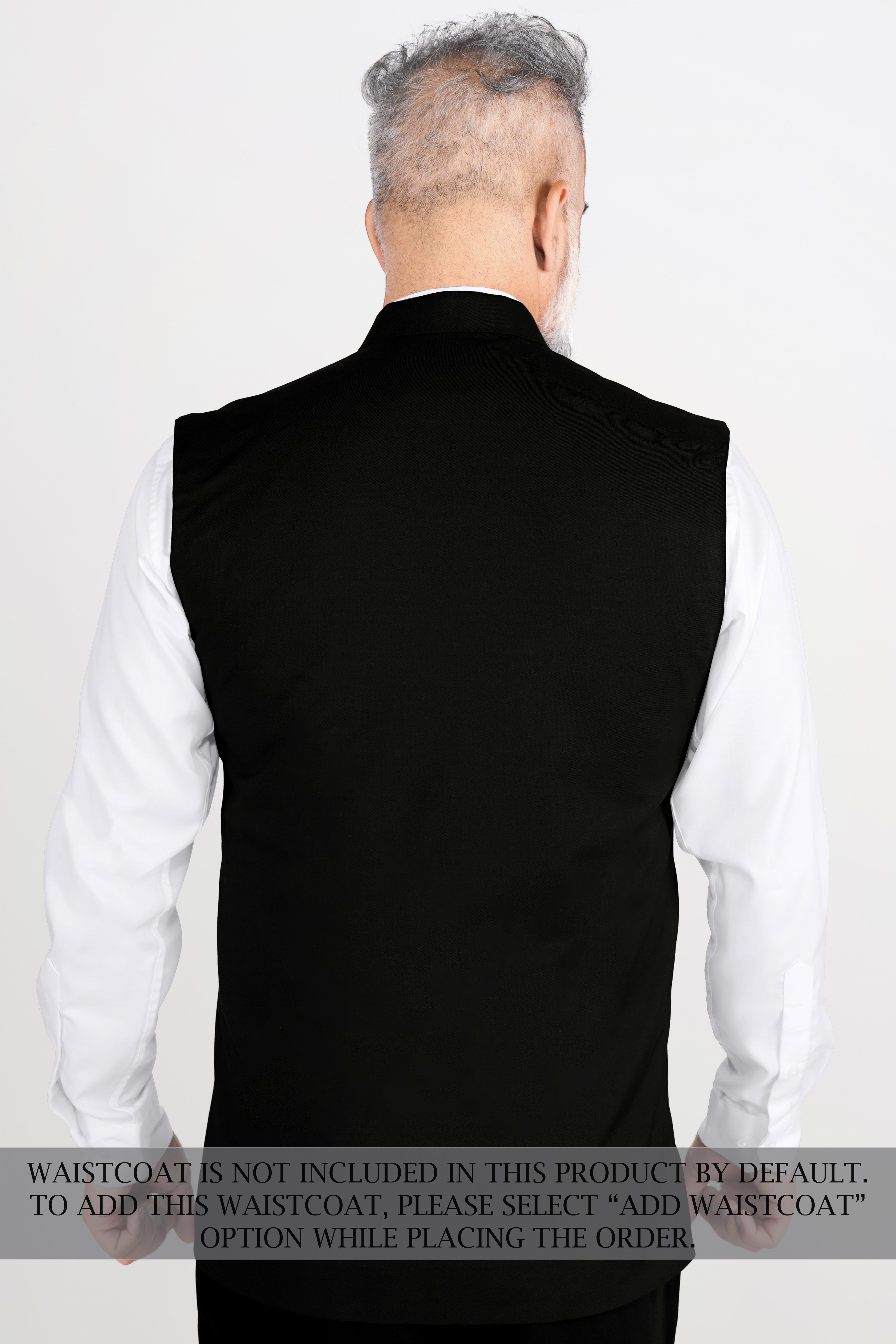 Jade Black Wool Rich Cross Buttoned Bandhgala Designer Stretchable Traveler Suit